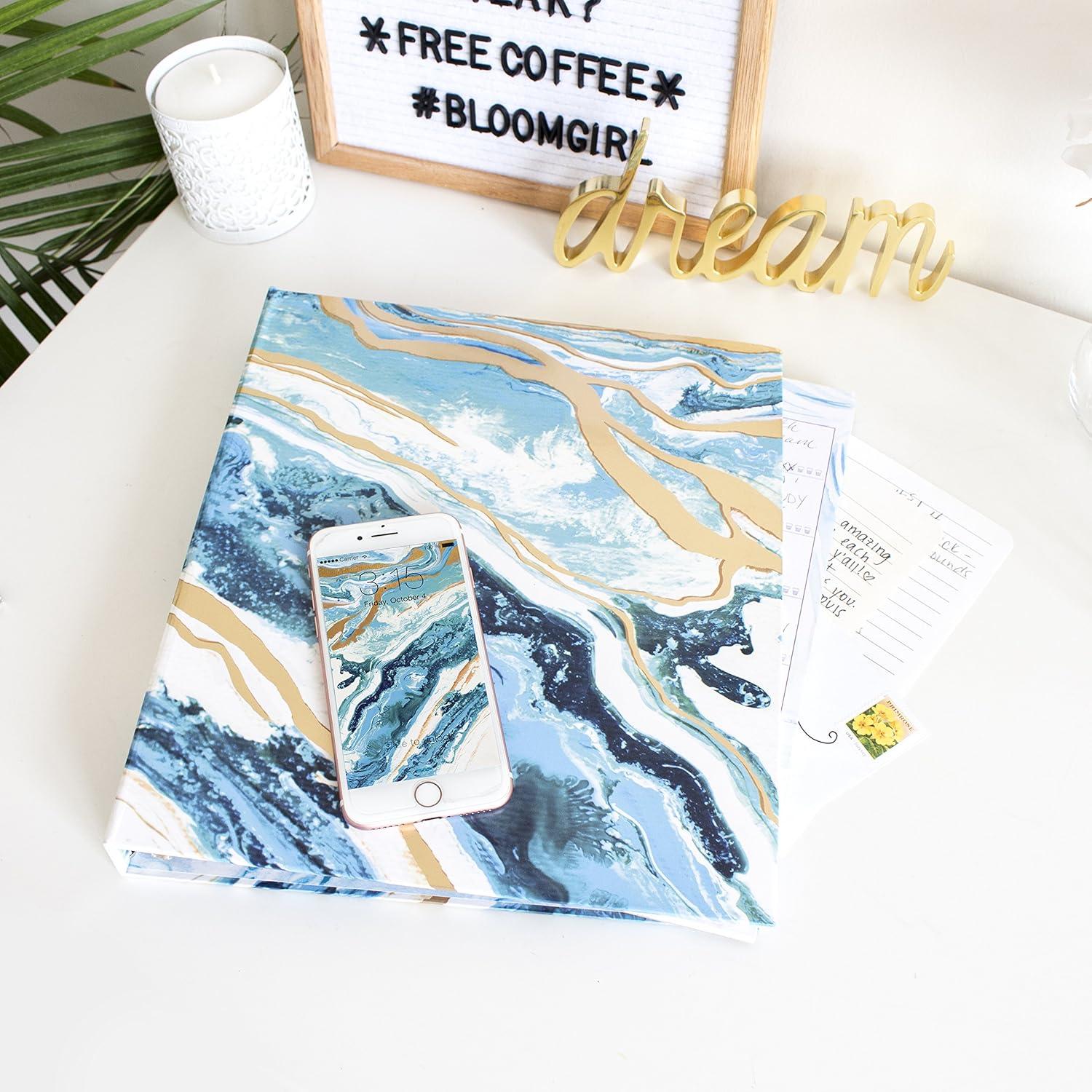 image:imagebloom daily planners 1Inch 3 Ring Binder for School Office Home Decorative 1 Binder Organizer for Standard Letter Size Paper 10 x 115 Gold MarbleGeode