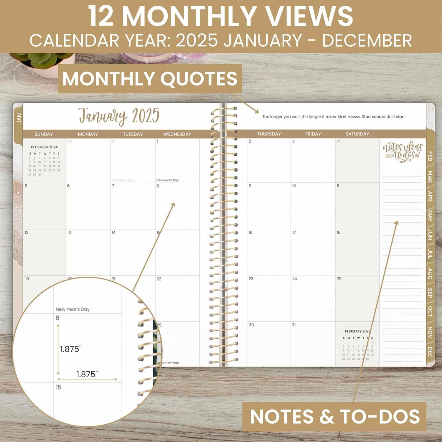 image:imagebloom daily planners 2025 85 x 11 Calendar Year Day Planner January 2025 December 2025 Weekly Monthly Dated Agenda Organizer with Stickers amp Tabs Brushed Beige85 x 11