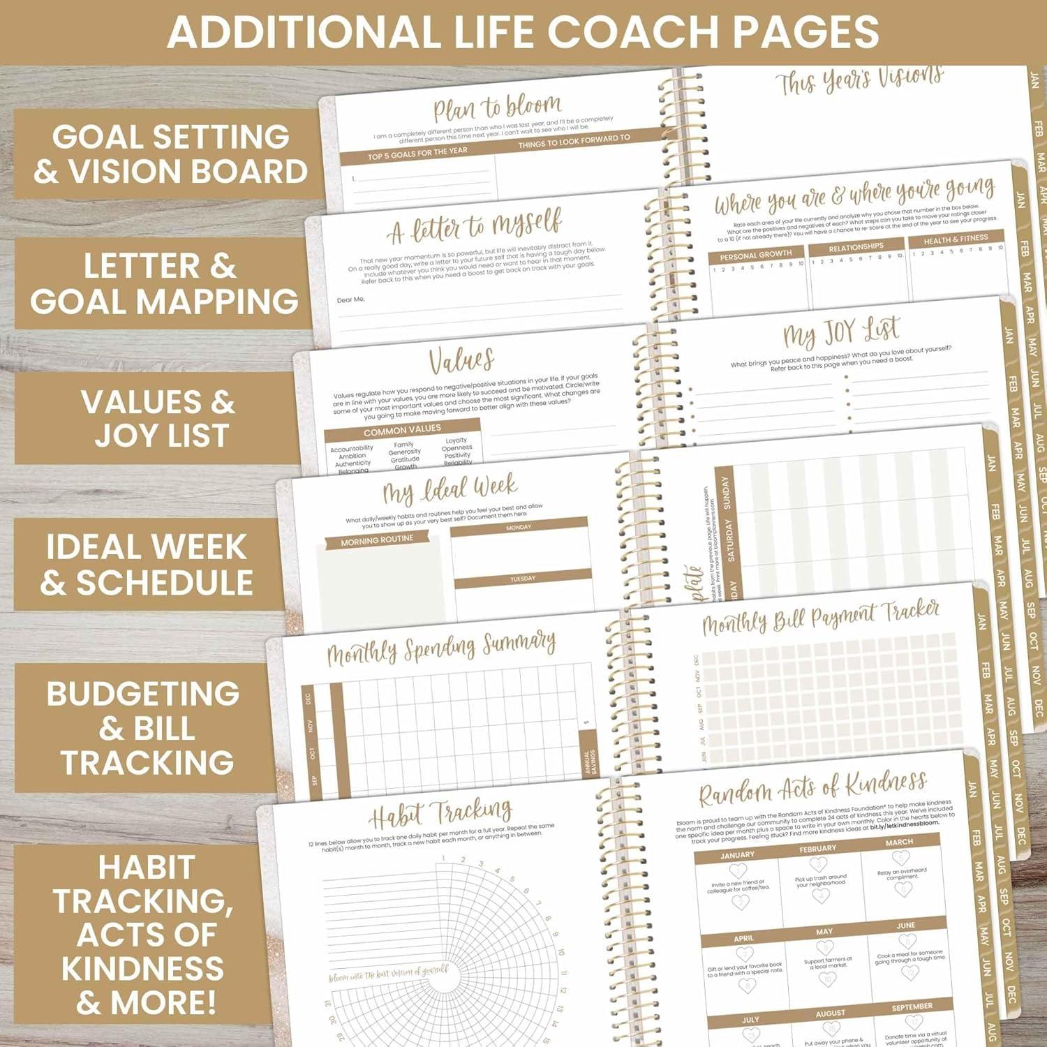 image:imagebloom daily planners 2025 85 x 11 Calendar Year Day Planner January 2025 December 2025 Weekly Monthly Dated Agenda Organizer with Stickers amp Tabs Brushed Beige85 x 11