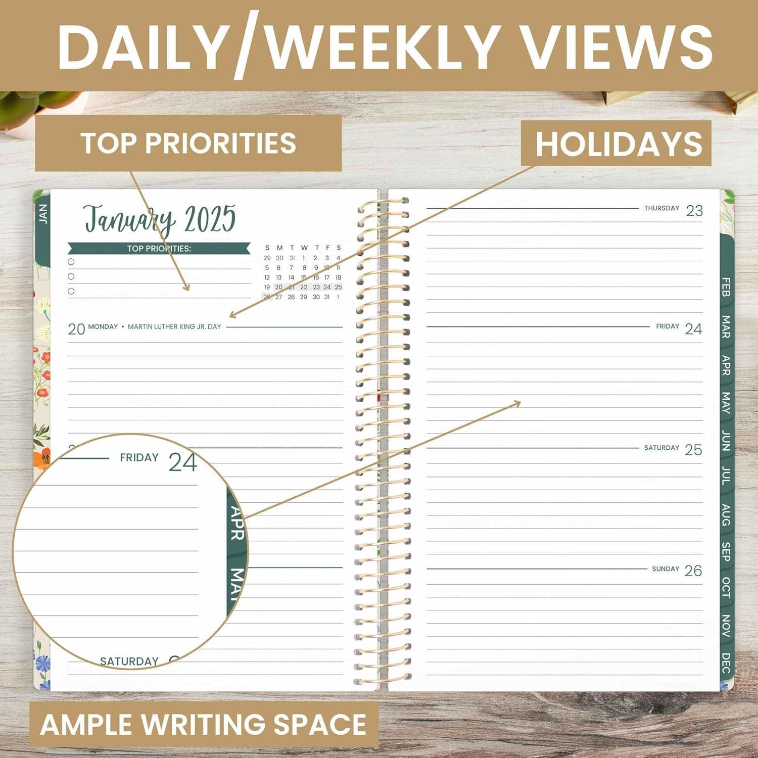 image:imagebloom daily planners 2025 Planner Calendar Year Day Planner January 2025 December 2025 55 x 825 WeeklyMonthly Agenda Organizer Book with Stickers amp Bookmark Garden Party BeigeBeige 2025