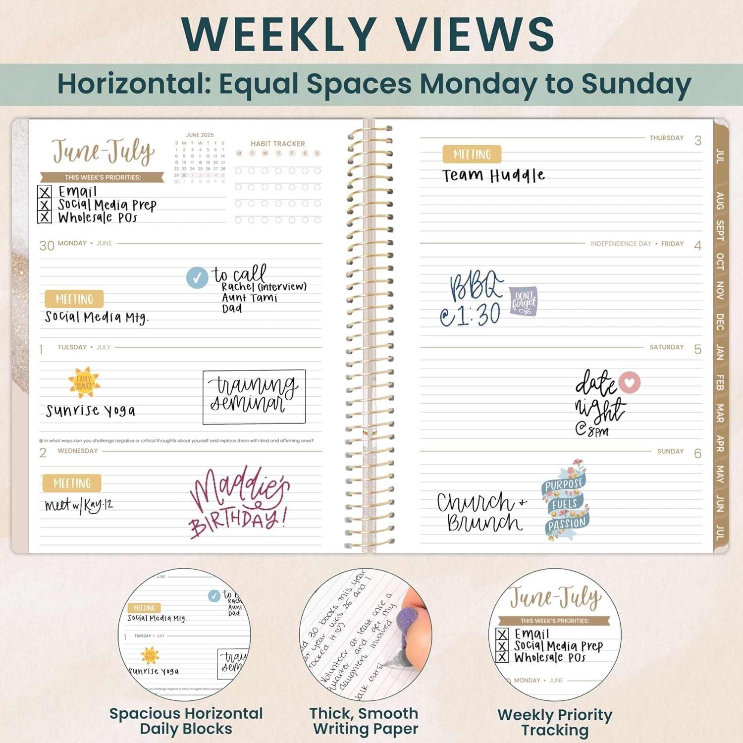 image:imagebloom daily planners 20252026 85 x 11 Academic Year Day Planner July 2025 July 2026 Aesthetic Weekly amp Monthly Dated Agenda Organizer with Stickers Brushed Beige