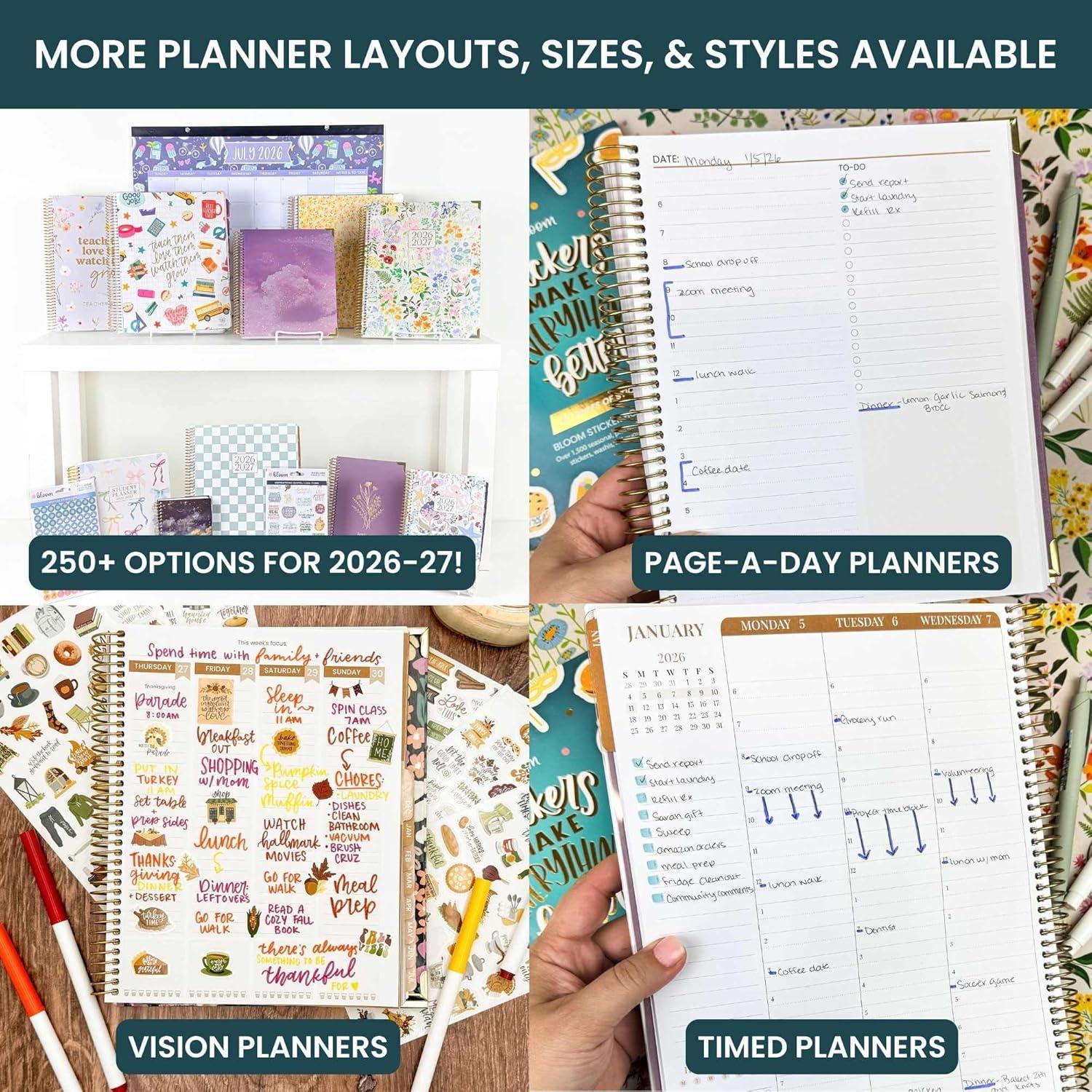 image:imagebloom daily planners 20252026 85 x 11 Academic Year Day Planner July 2025 July 2026 Weekly amp Monthly Dated Agenda Organizer with Stickers amp Tabs Garden Party BeigeButter Yellow Daisies 202627