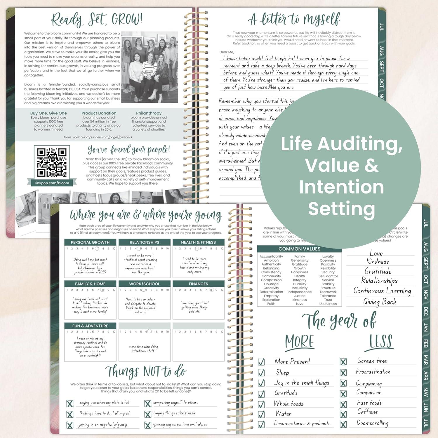 image:imagebloom daily planners 20252026 85 x 11 Academic Year Day Planner July 2025 July 2026 Weekly amp Monthly Dated Agenda Organizer with Stickers amp Tabs Emerald Paint Strokes