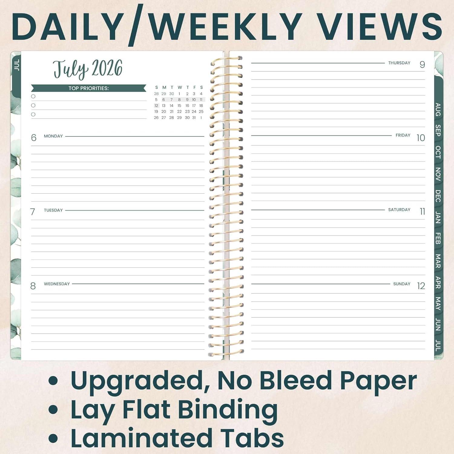 image:imagebloom daily planners 20252026 85 x 11 Academic Year Day Planner July 2025 July 2026 Weekly amp Monthly Dated Agenda Organizer with Stickers amp Tabs Boho GreeneryBoho Greenery 202627