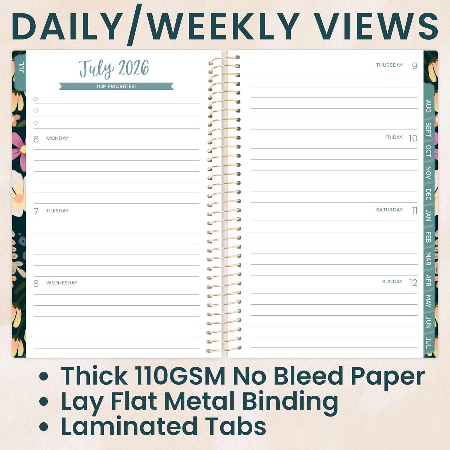 image:imagebloom daily planners 20252026 85 x 11 Academic Year Day Planner July 2025 July 2026 Weekly amp Monthly Dated Agenda Organizer with Stickers amp Tabs Garden Party BeigeBlooming Wildly 202627