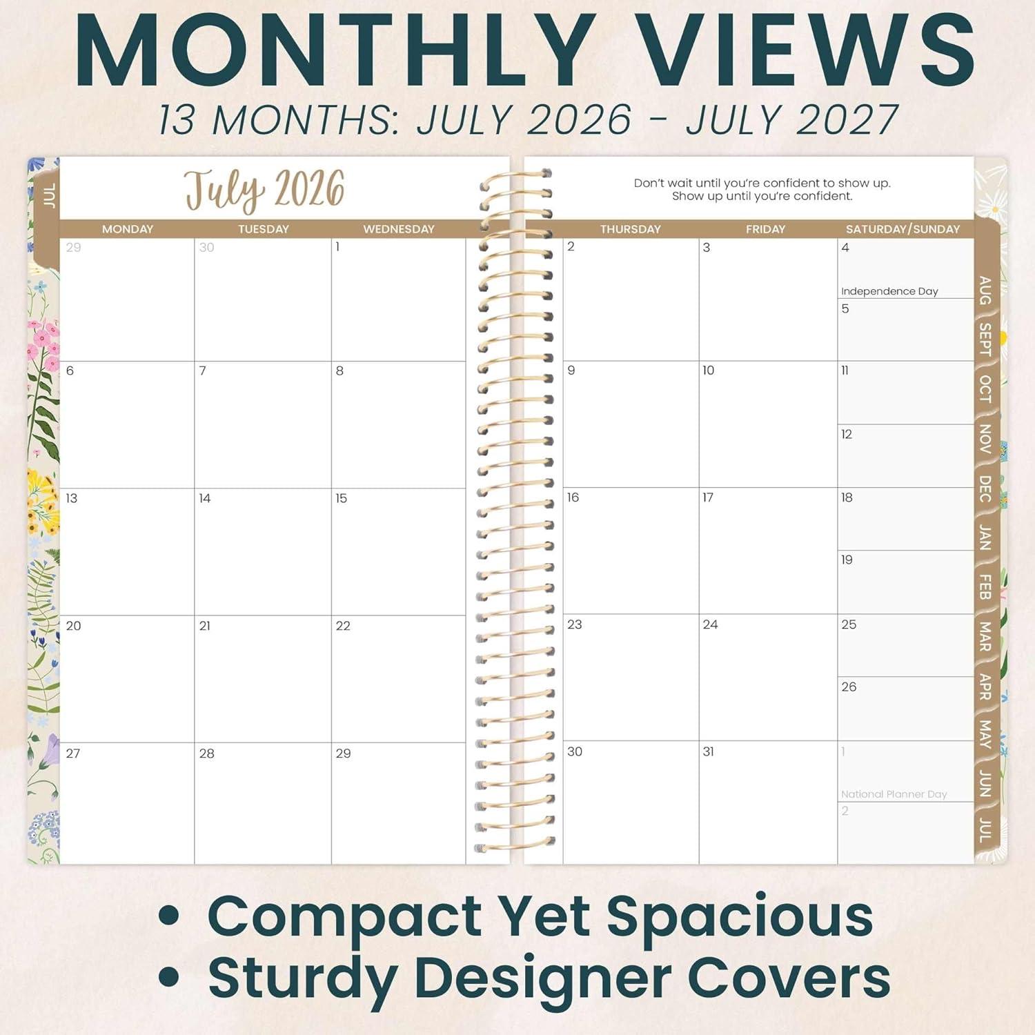 image:imagebloom daily planners 20252026 85 x 11 Academic Year Day Planner July 2025 July 2026 Weekly amp Monthly Dated Agenda Organizer with Stickers amp Tabs Garden Party BeigeGarden Party 202627