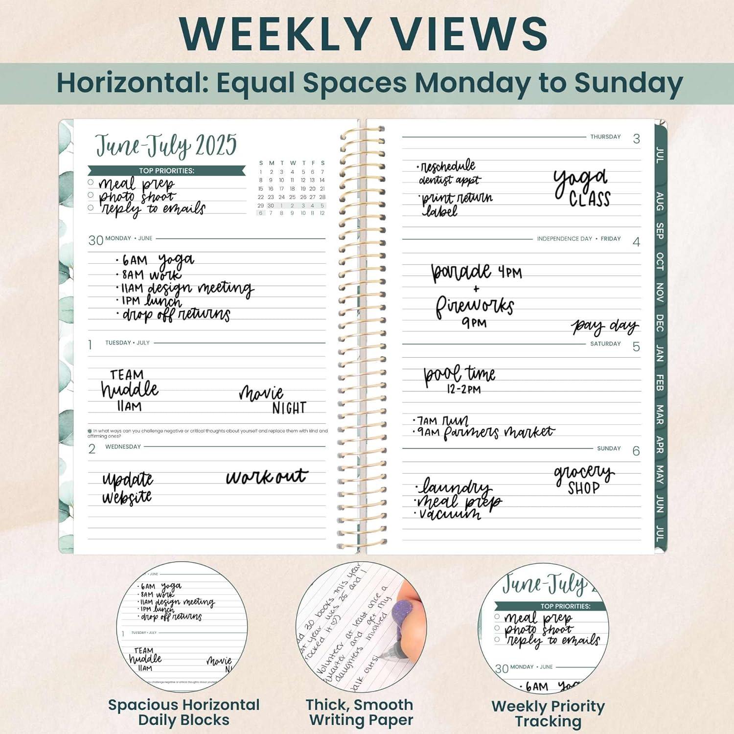 image:imagebloom daily planners 20252026 85 x 11 Academic Year Day Planner July 2025 July 2026 Weekly amp Monthly Dated Agenda Organizer with Stickers amp Tabs Boho GreeneryBoho Greenery 202526