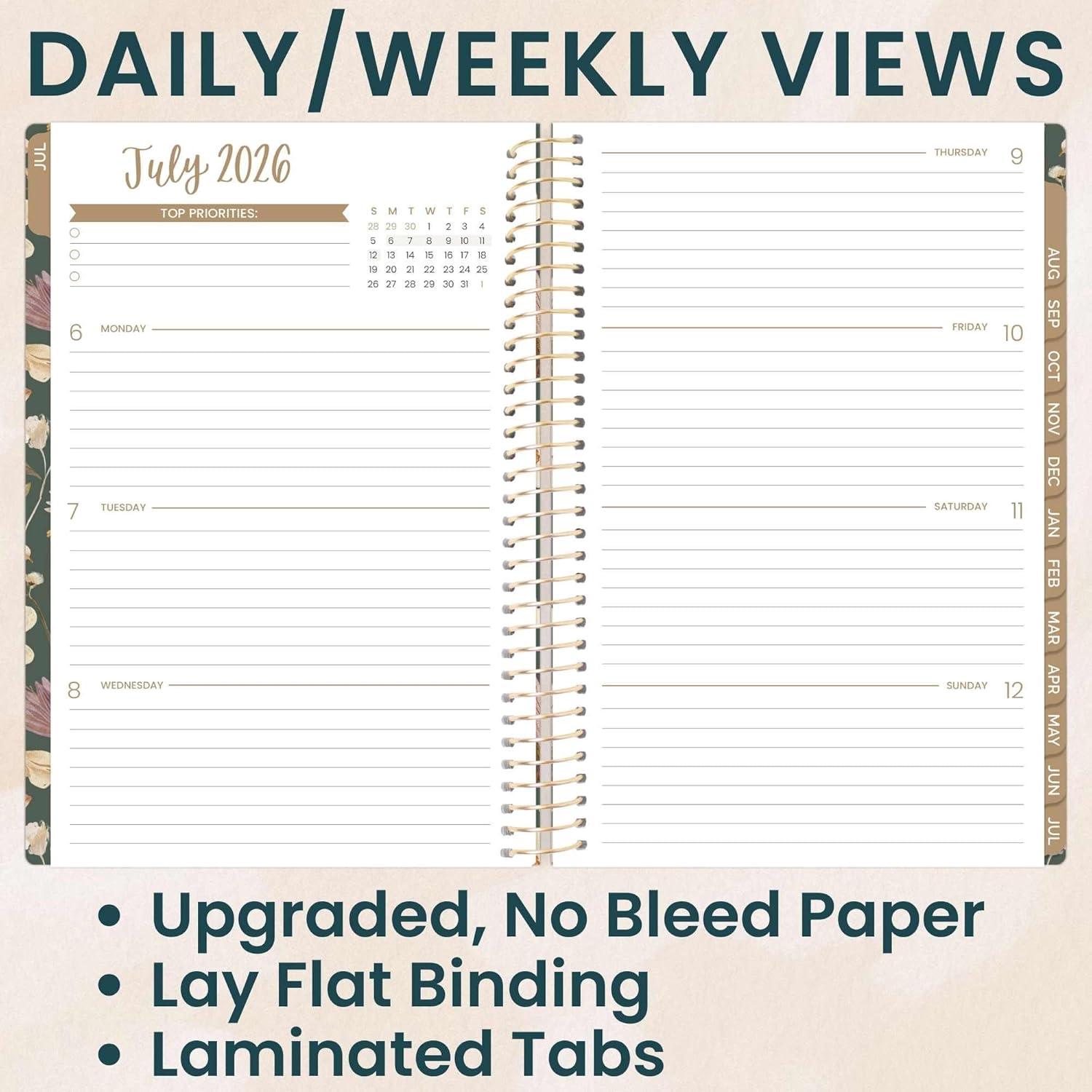 image:imagebloom daily planners 20252026 85 x 11 Academic Year Day Planner July 2025 July 2026 Weekly amp Monthly Dated Agenda Organizer with Stickers amp Tabs Garden Party BeigeButterfly Garden 202627