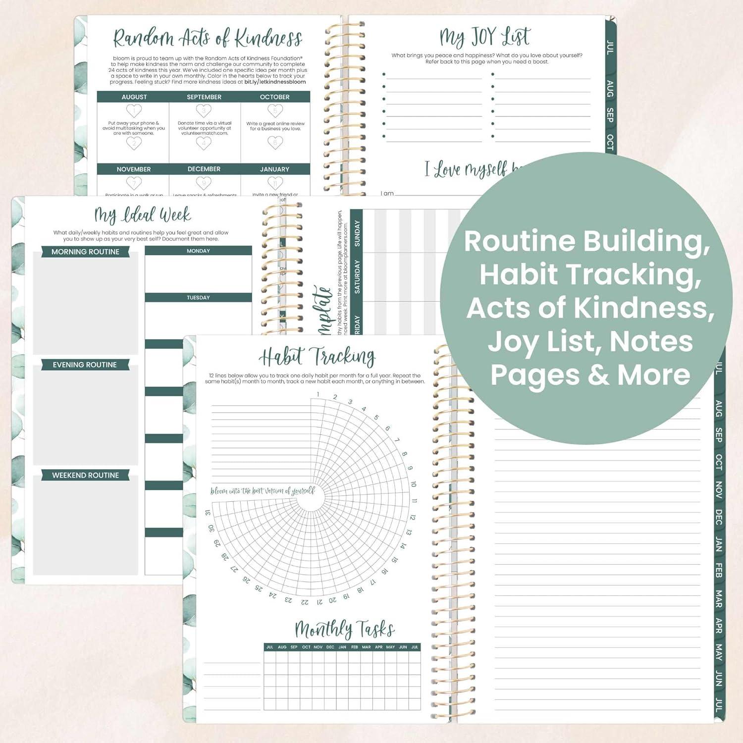 image:imagebloom daily planners 20252026 85 x 11 Academic Year Day Planner July 2025 July 2026 Weekly amp Monthly Dated Agenda Organizer with Stickers amp Tabs Boho GreeneryBoho Greenery 202526