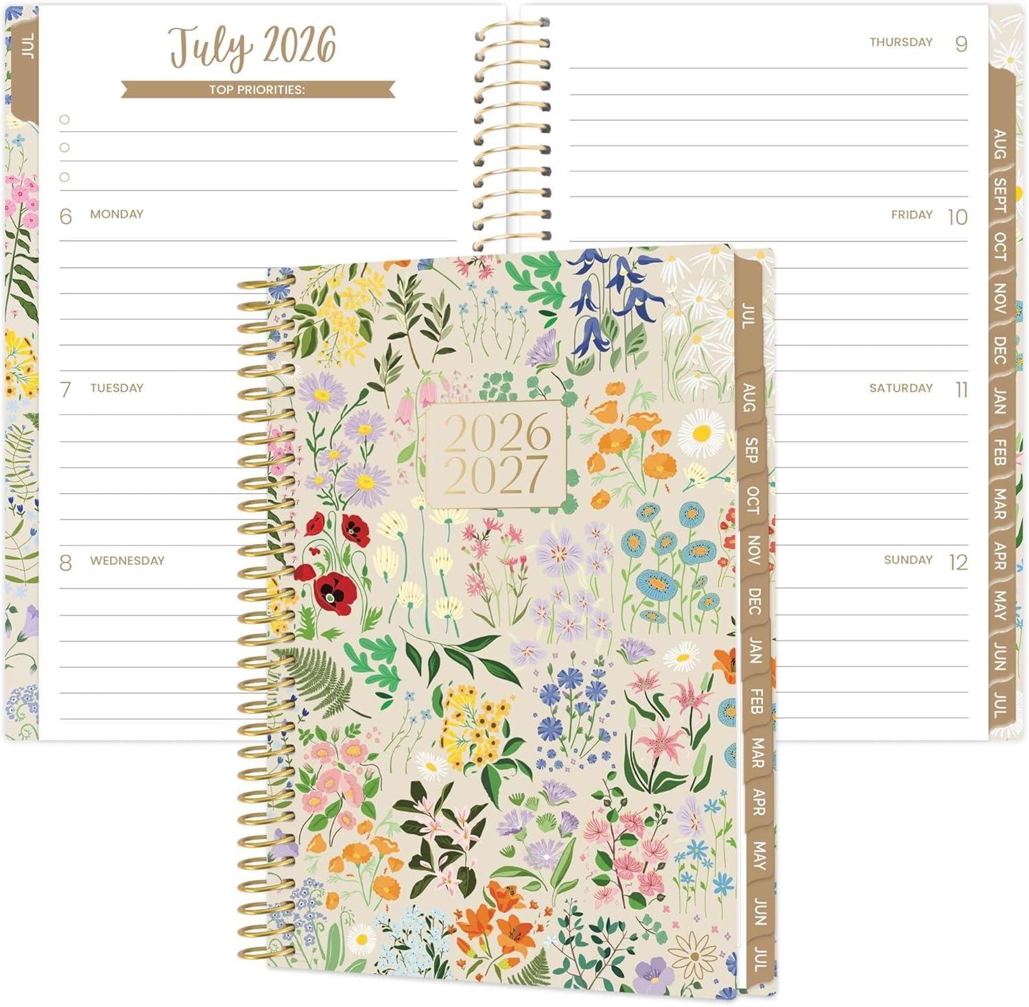 image:imagebloom daily planners 20252026 85 x 11 Academic Year Day Planner July 2025 July 2026 Weekly amp Monthly Dated Agenda Organizer with Stickers amp Tabs Garden Party BeigeGarden Party 202627
