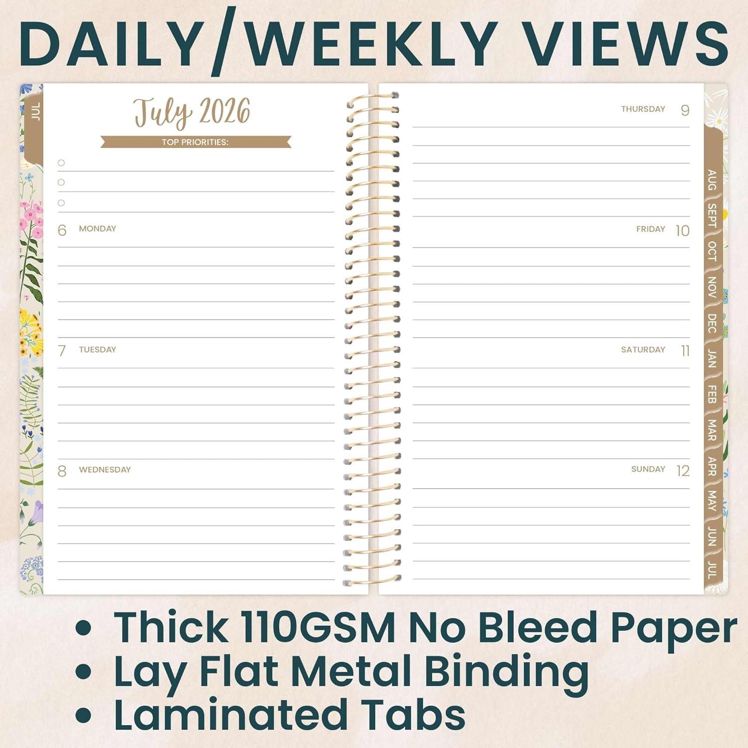 image:imagebloom daily planners 20252026 85 x 11 Academic Year Day Planner July 2025 July 2026 Weekly amp Monthly Dated Agenda Organizer with Stickers amp Tabs Garden Party BeigeGarden Party 202627