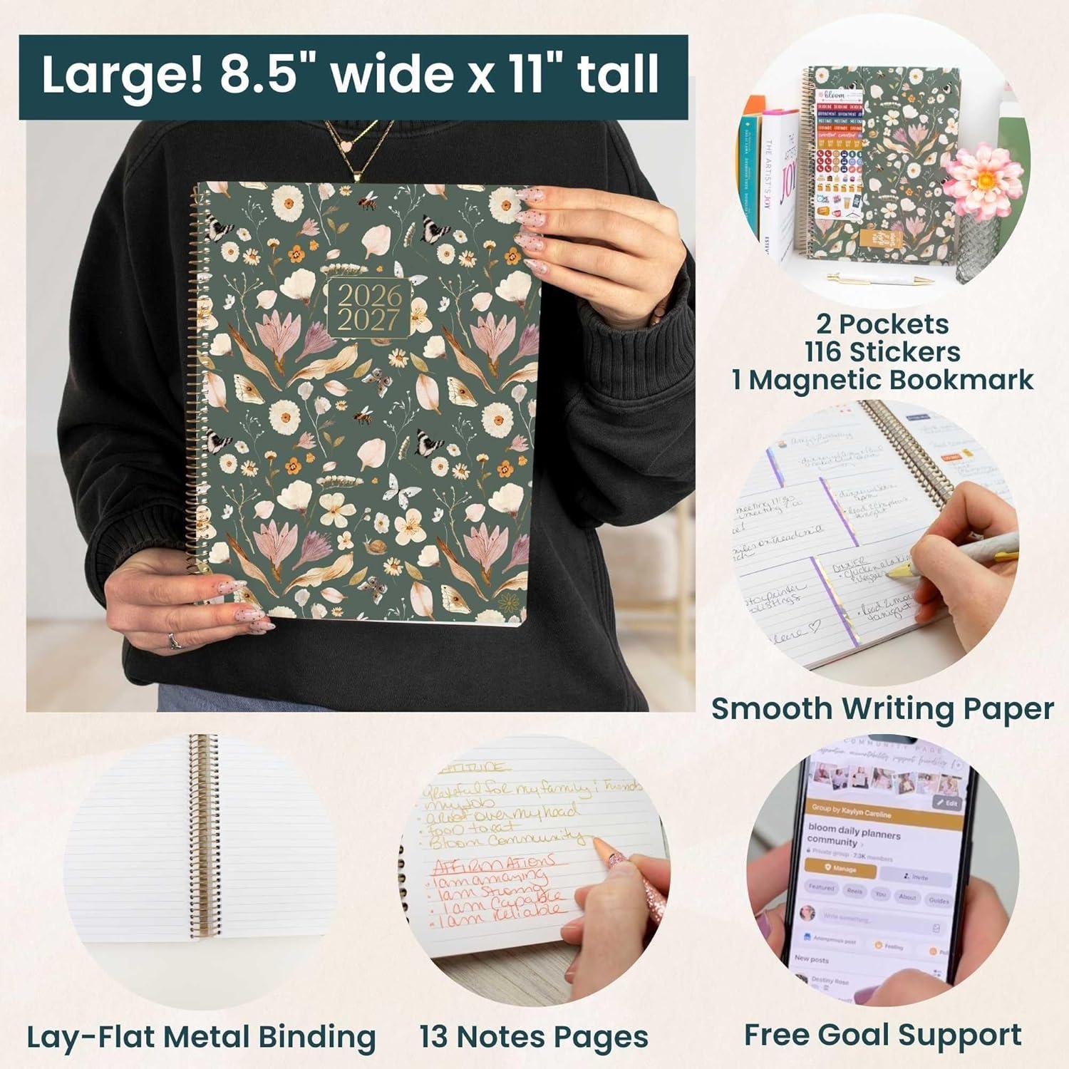image:imagebloom daily planners 20252026 85 x 11 Academic Year Day Planner July 2025 July 2026 Weekly amp Monthly Dated Agenda Organizer with Stickers amp Tabs Garden Party BeigeButterfly Garden 202627