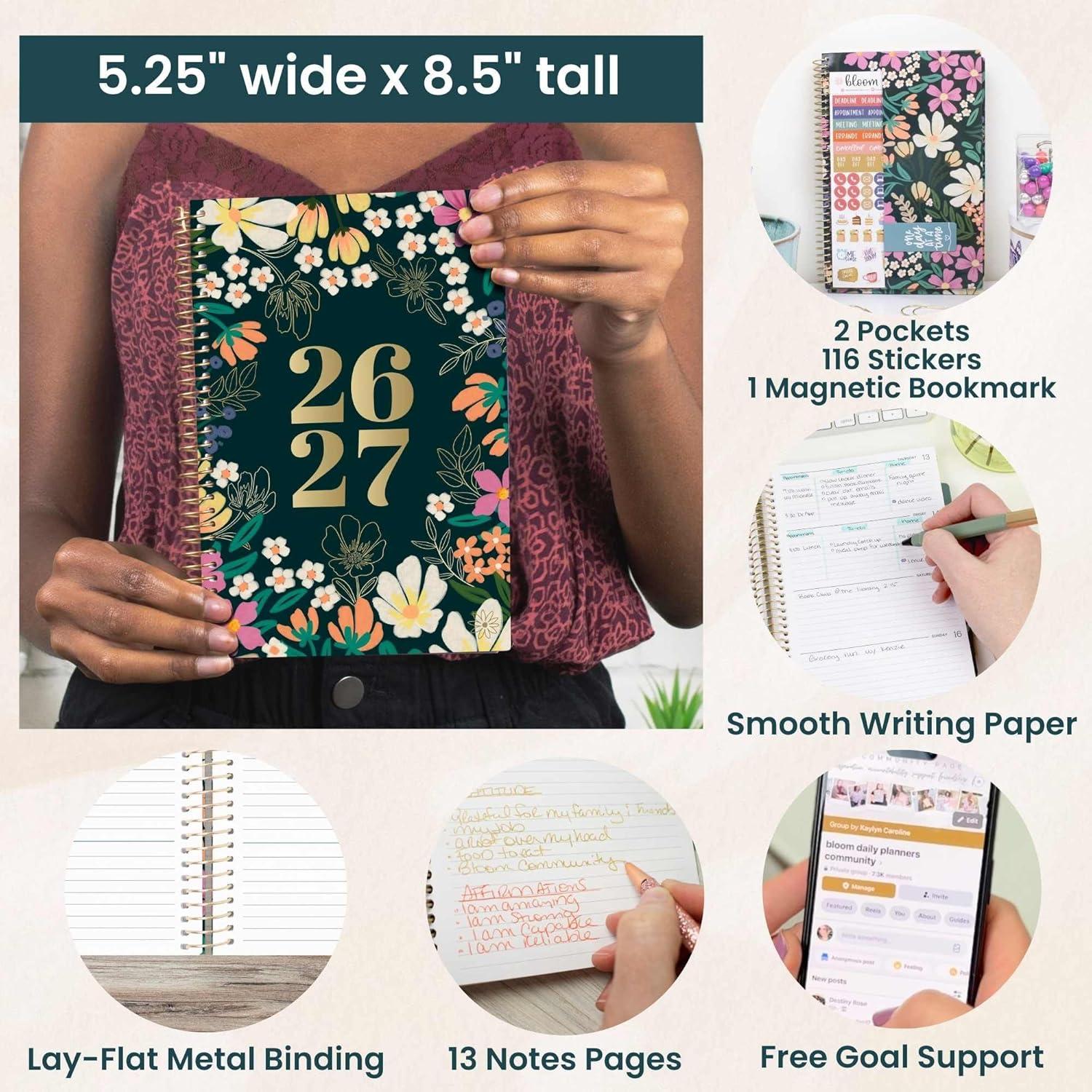 image:imagebloom daily planners 20252026 85 x 11 Academic Year Day Planner July 2025 July 2026 Weekly amp Monthly Dated Agenda Organizer with Stickers amp Tabs Garden Party BeigeBlooming Wildly 202627