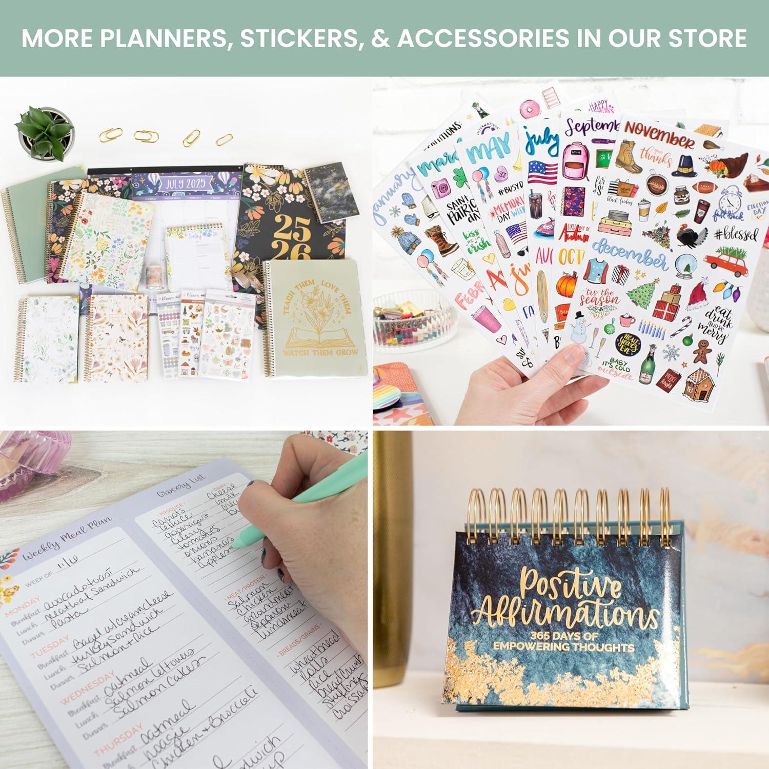 image:imagebloom daily planners 20252026 85 x 11 Academic Year Day Planner July 2025 July 2026 Weekly amp Monthly Dated Agenda Organizer with Stickers amp Tabs Emerald Paint Strokes