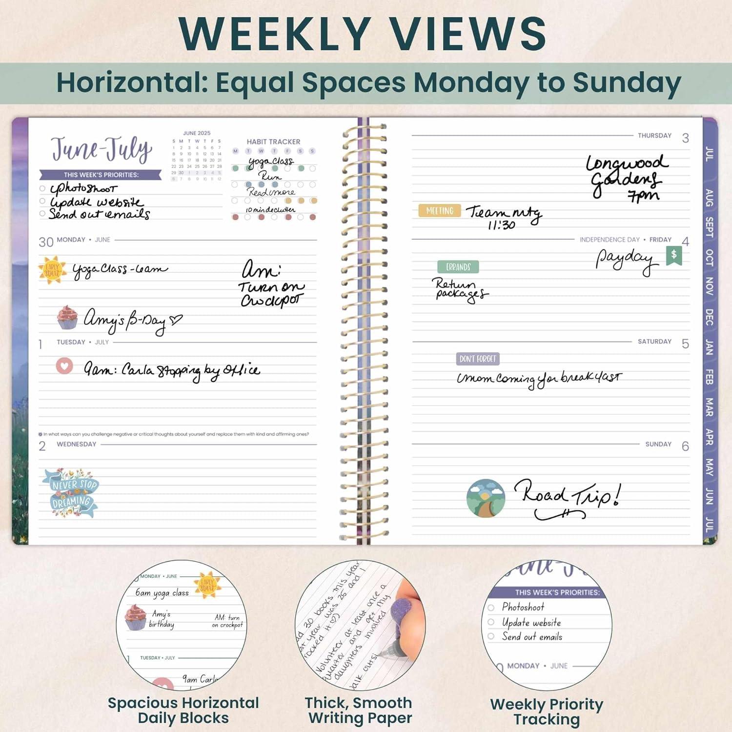 image:imagebloom daily planners 20252026 85 x 11 Academic Year Day Planner July 2025 July 2026 Weekly amp Monthly Dated Agenda Organizer with Stickers amp Tabs Mystical Mountains