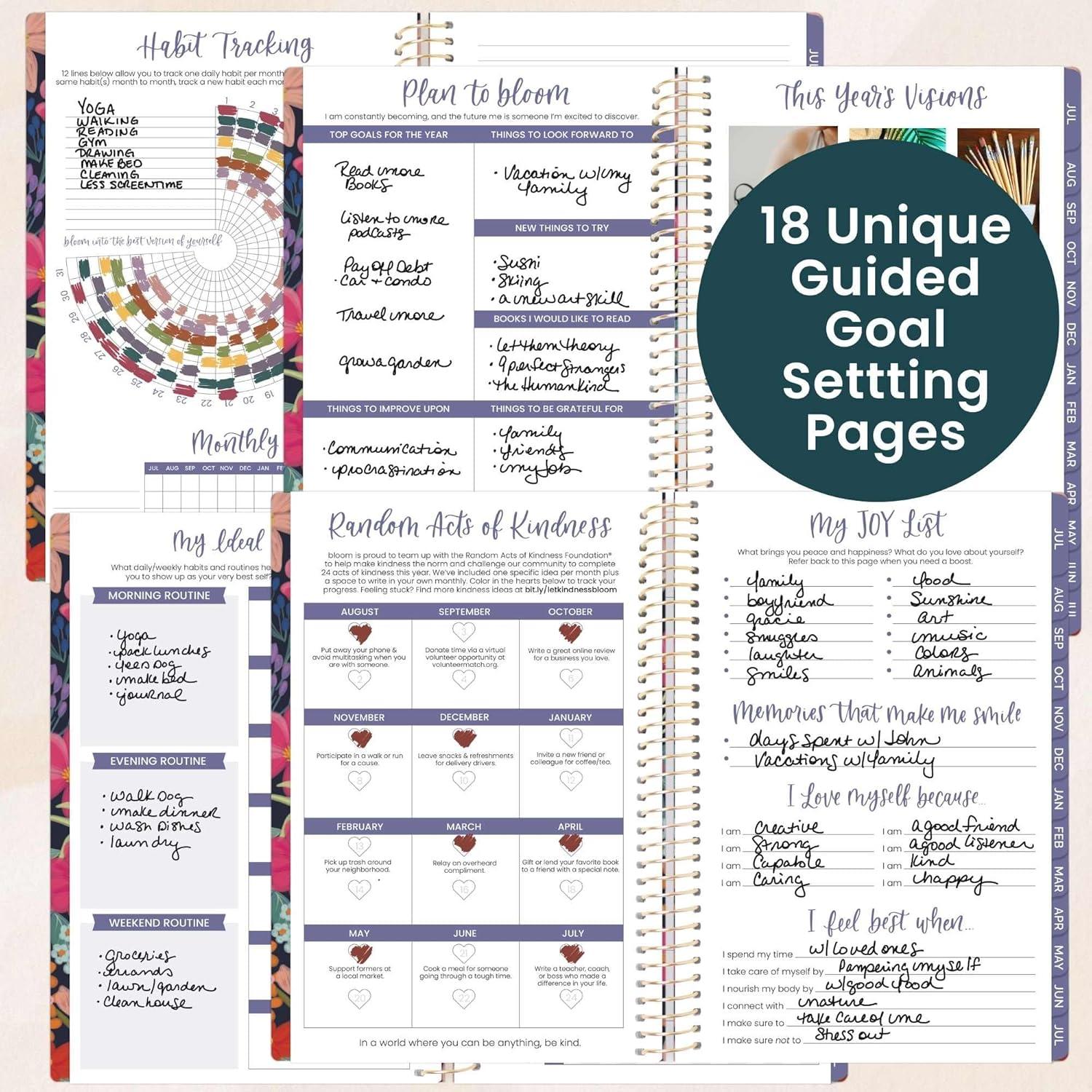 image:imagebloom daily planners 20252026 85 x 11 Academic Year Day Planner July 2025 July 2026 Weekly amp Monthly Dated Agenda Organizer with Stickers amp Tabs Garden Party BeigeFloral Fiesta 202627