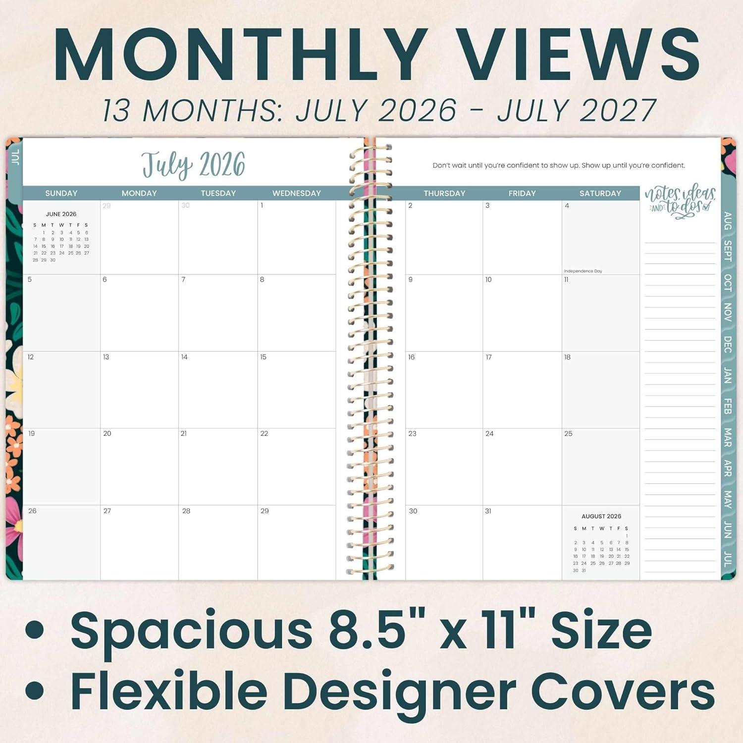 image:imagebloom daily planners 20252026 85 x 11 Academic Year Day Planner July 2025 July 2026 Weekly amp Monthly Dated Agenda Organizer with Stickers amp Tabs Garden Party BeigeBlooming Wildly 202627