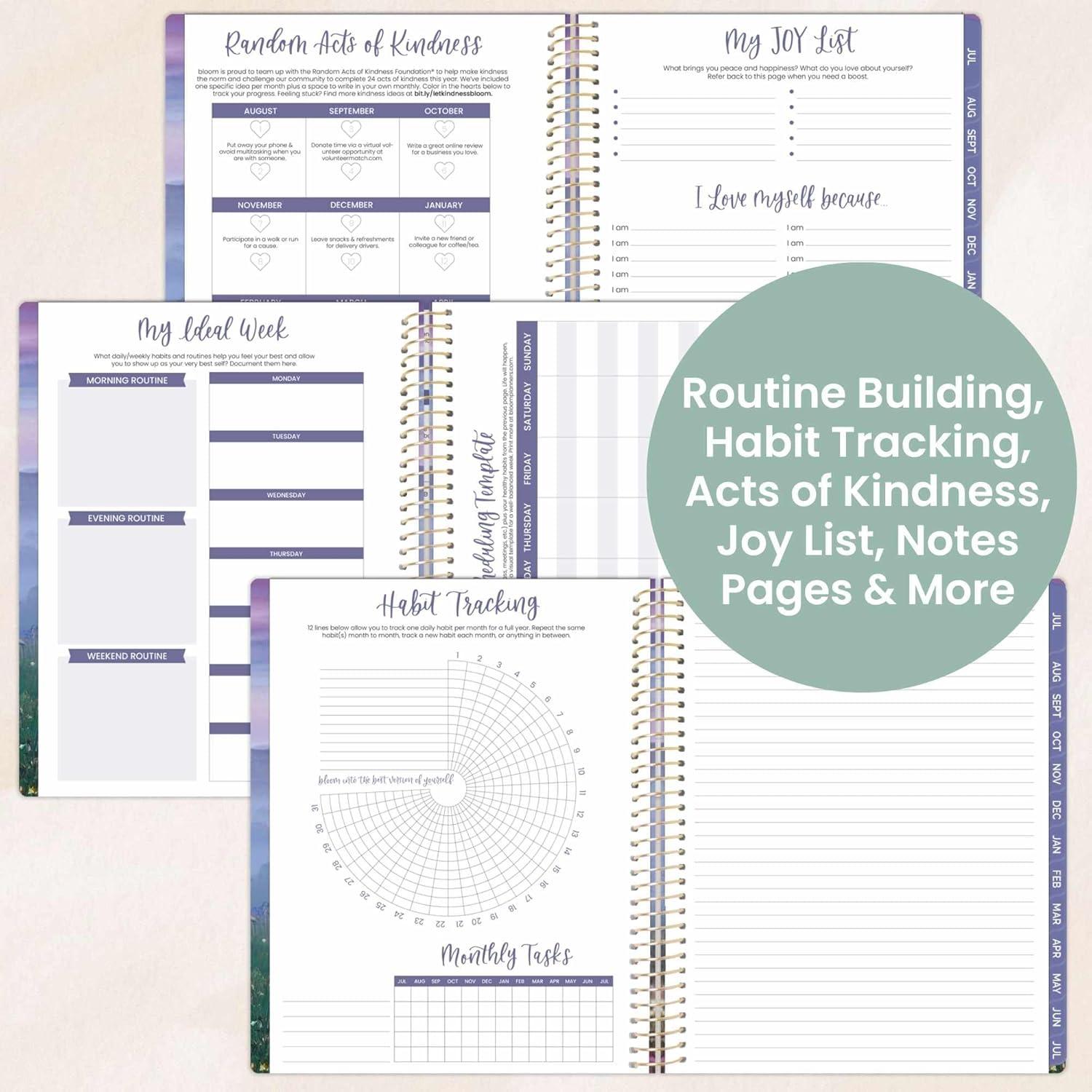 image:imagebloom daily planners 20252026 85 x 11 Academic Year Day Planner July 2025 July 2026 Weekly amp Monthly Dated Agenda Organizer with Stickers amp Tabs Mystical Mountains