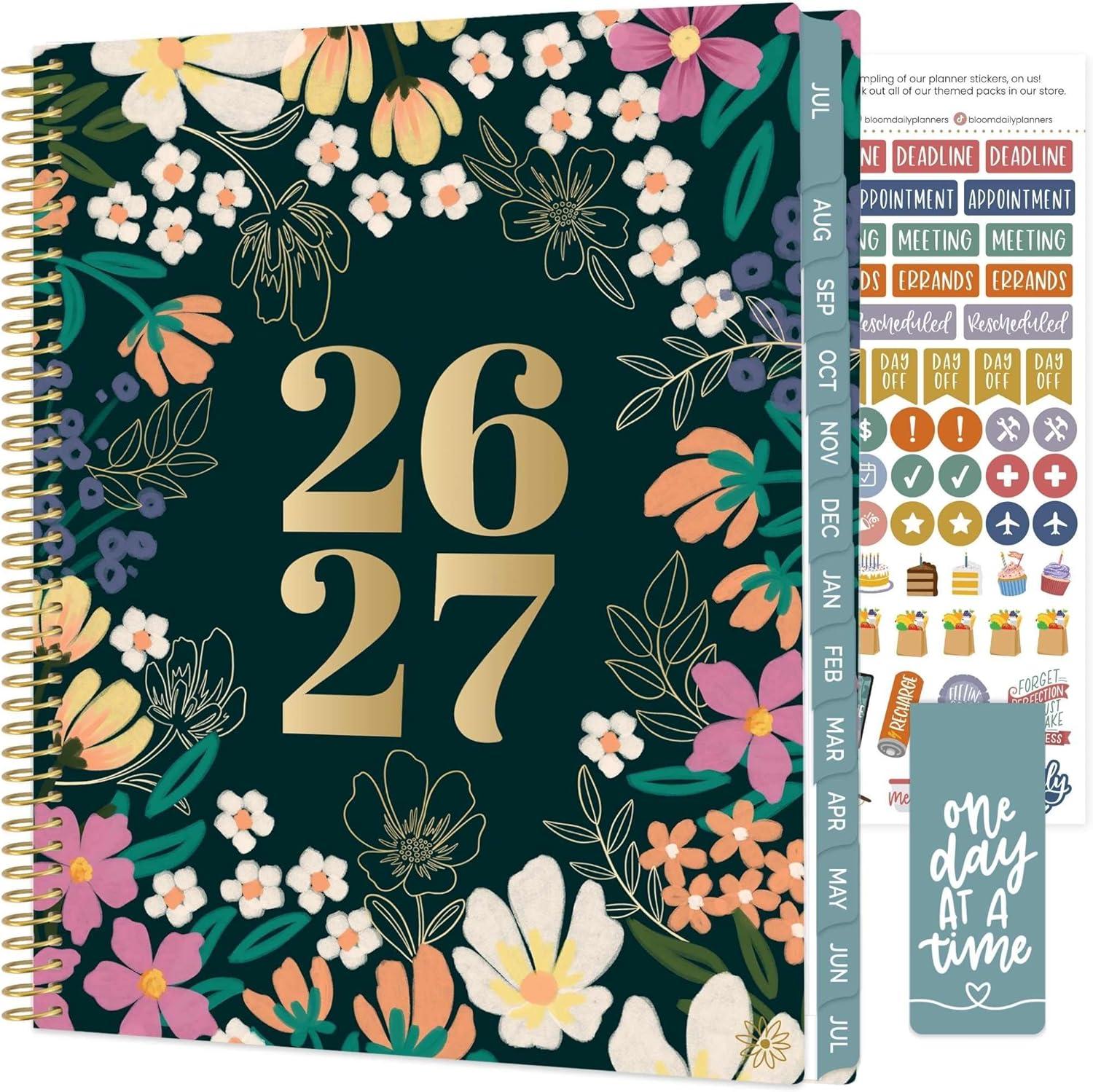 image:imagebloom daily planners 20252026 85 x 11 Academic Year Day Planner July 2025 July 2026 Weekly amp Monthly Dated Agenda Organizer with Stickers amp Tabs Garden Party BeigeBlooming Wildly 202627