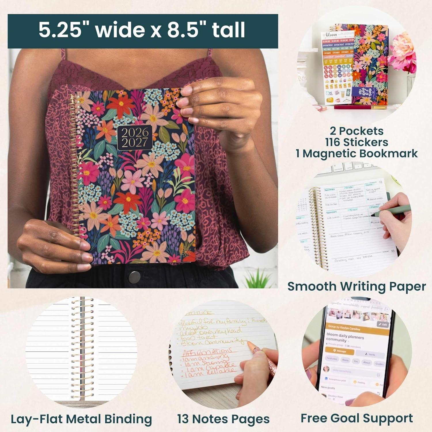 image:imagebloom daily planners 20252026 85 x 11 Academic Year Day Planner July 2025 July 2026 Weekly amp Monthly Dated Agenda Organizer with Stickers amp Tabs Garden Party BeigeFloral Fiesta 202627