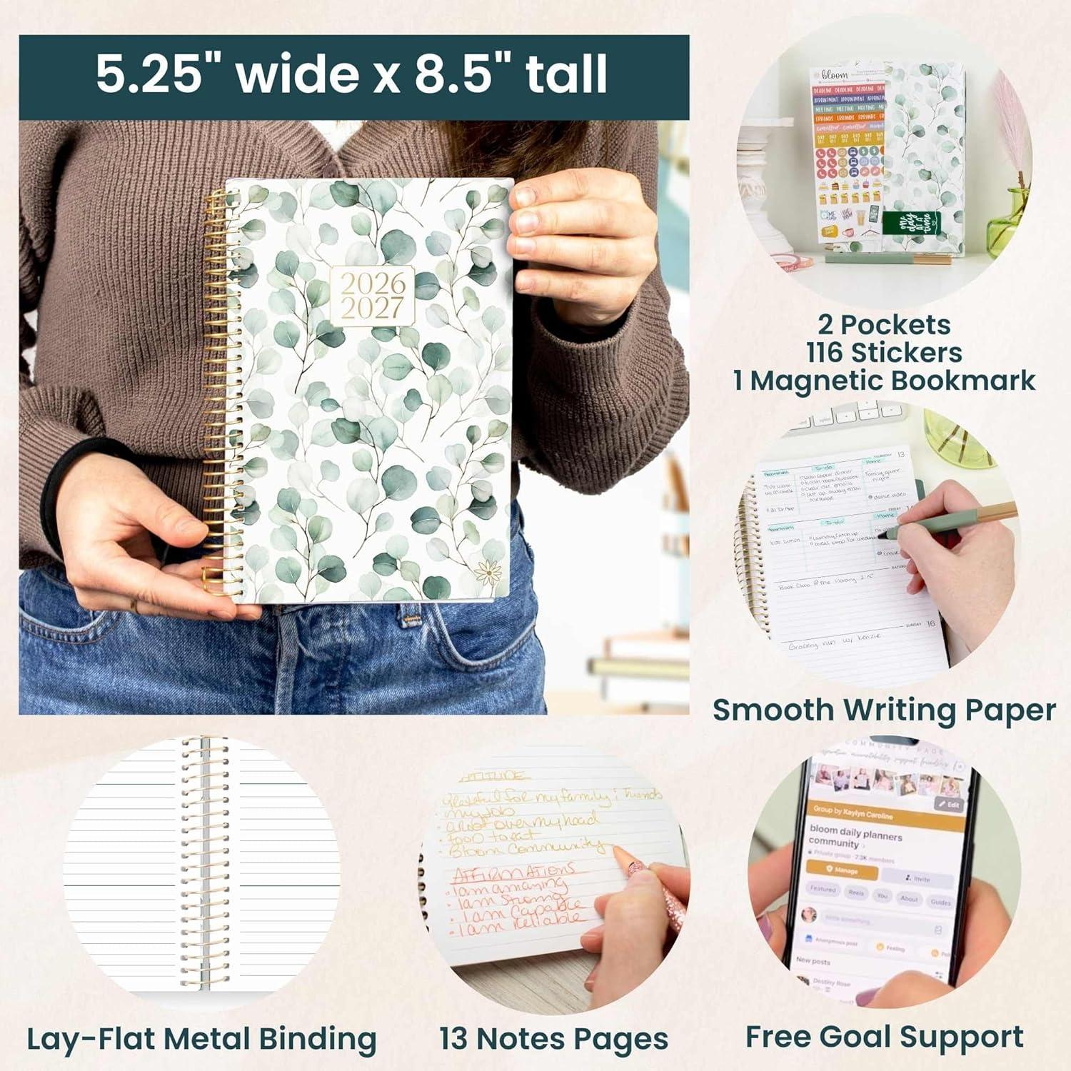 image:imagebloom daily planners 20252026 85 x 11 Academic Year Day Planner July 2025 July 2026 Weekly amp Monthly Dated Agenda Organizer with Stickers amp Tabs Boho GreeneryBoho Greenery 202627