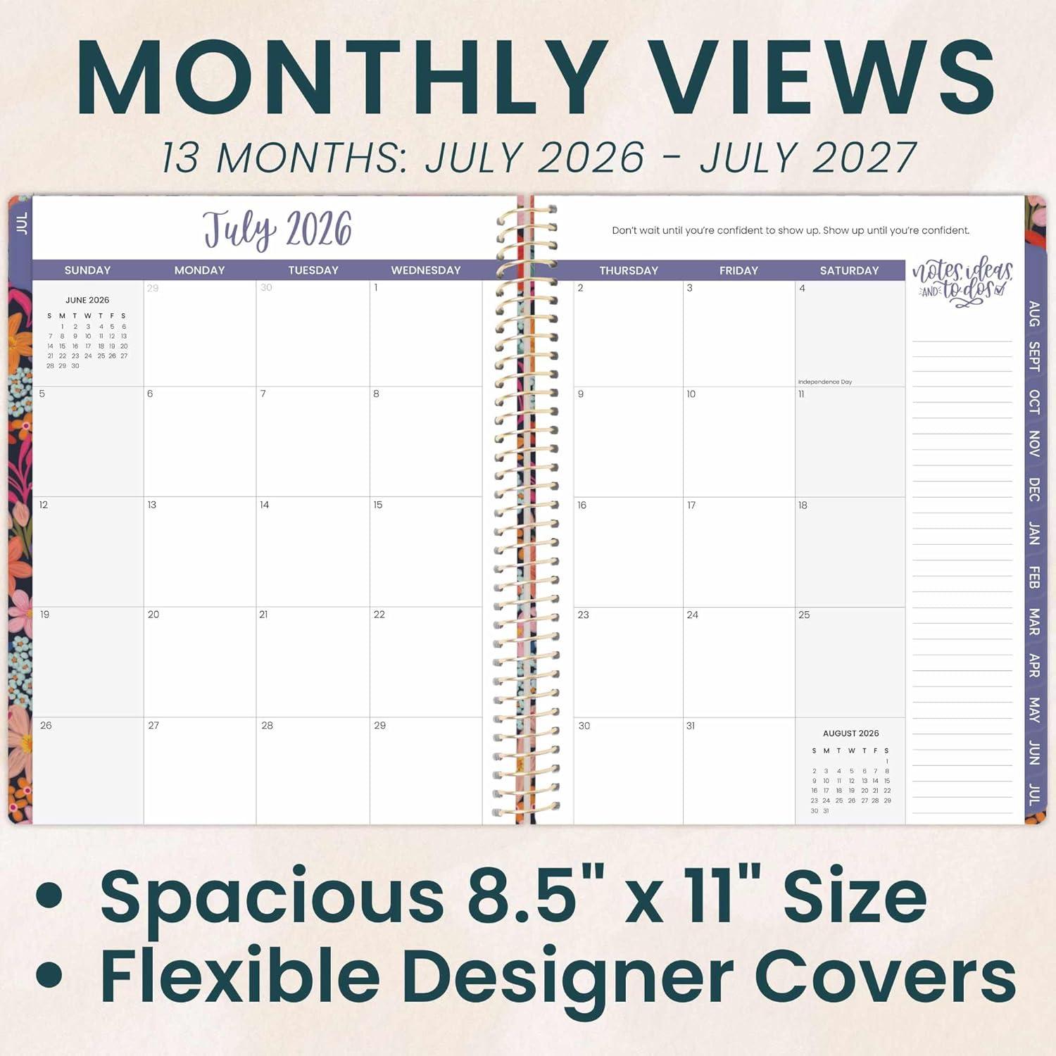 image:imagebloom daily planners 20252026 85 x 11 Academic Year Day Planner July 2025 July 2026 Weekly amp Monthly Dated Agenda Organizer with Stickers amp Tabs Garden Party BeigeFloral Fiesta 202627