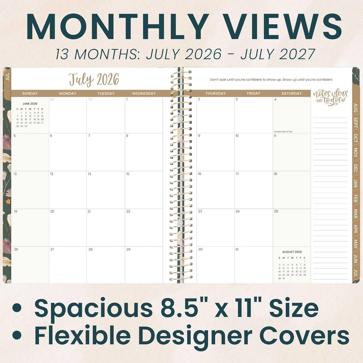 image:imagebloom daily planners 20252026 85 x 11 Academic Year Day Planner July 2025 July 2026 Weekly amp Monthly Dated Agenda Organizer with Stickers amp Tabs Garden Party BeigeButterfly Garden 202627