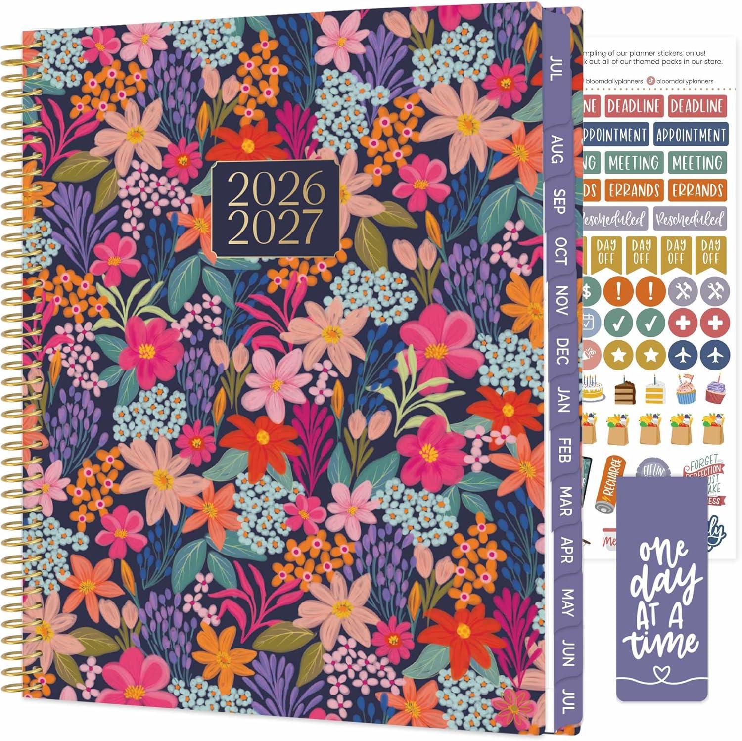 image:imagebloom daily planners 20252026 85 x 11 Academic Year Day Planner July 2025 July 2026 Weekly amp Monthly Dated Agenda Organizer with Stickers amp Tabs Garden Party BeigeFloral Fiesta 202627