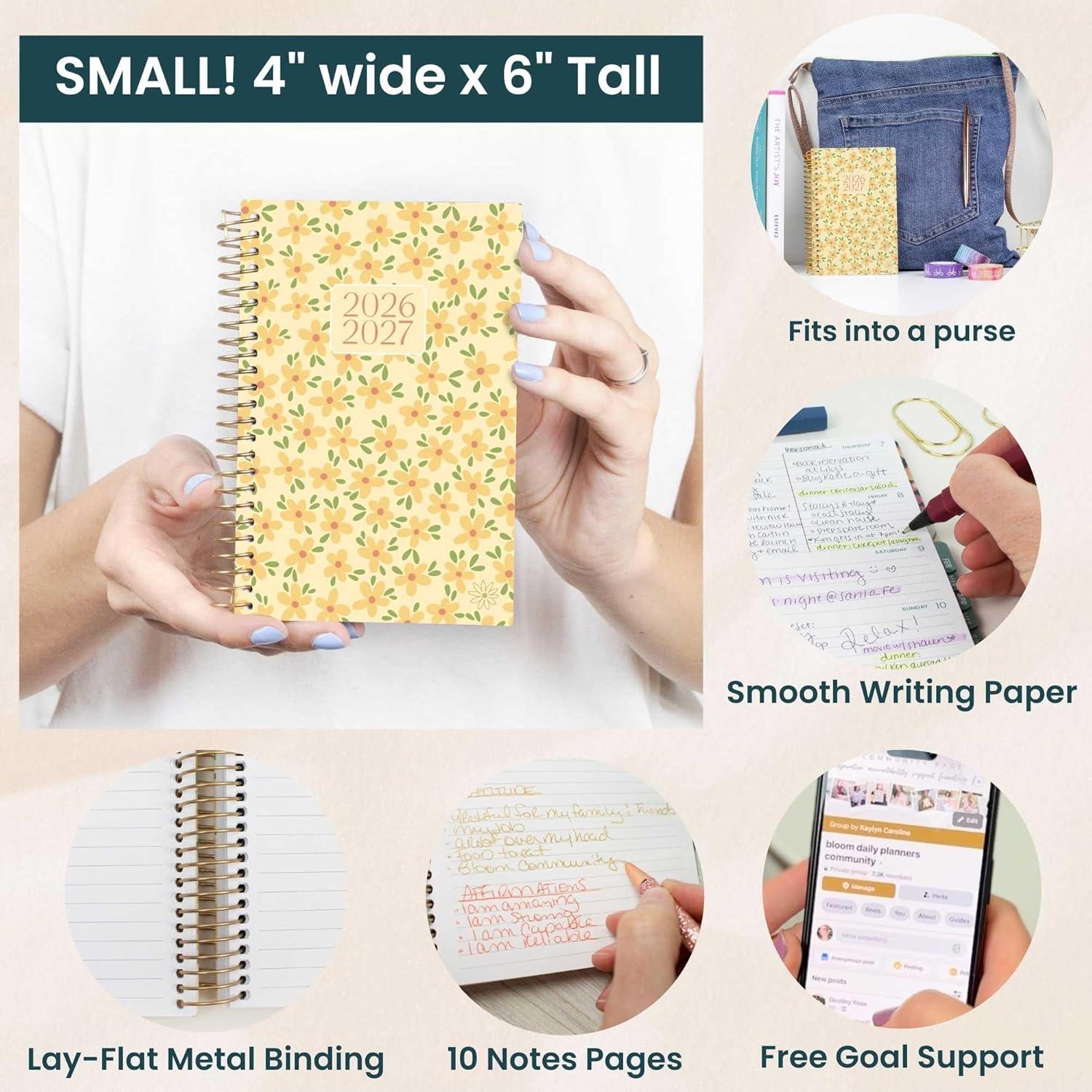 image:imagebloom daily planners 20252026 85 x 11 Academic Year Day Planner July 2025 July 2026 Weekly amp Monthly Dated Agenda Organizer with Stickers amp Tabs Garden Party BeigeButter Yellow Daisies 202627