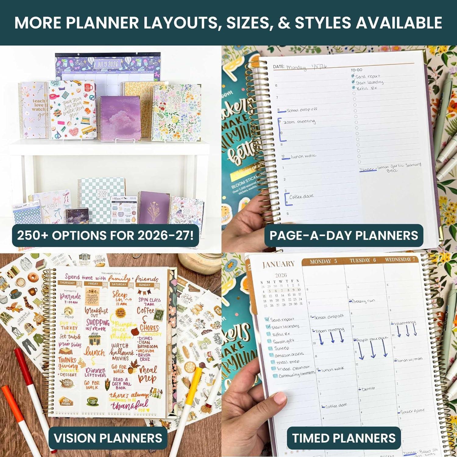 image:imagebloom daily planners 20252026 85 x 11 Academic Year Day Planner July 2025 July 2026 Weekly amp Monthly Dated Agenda Organizer with Stickers amp Tabs Garden Party BeigeButter Yellow Daisies 202627