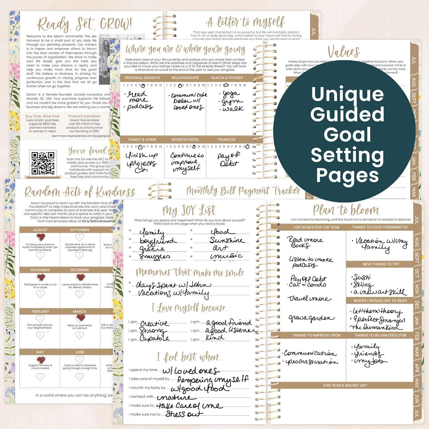 image:imagebloom daily planners 20252026 85 x 11 Academic Year Day Planner July 2025 July 2026 Weekly amp Monthly Dated Agenda Organizer with Stickers amp Tabs Garden Party BeigeGarden Party 202627