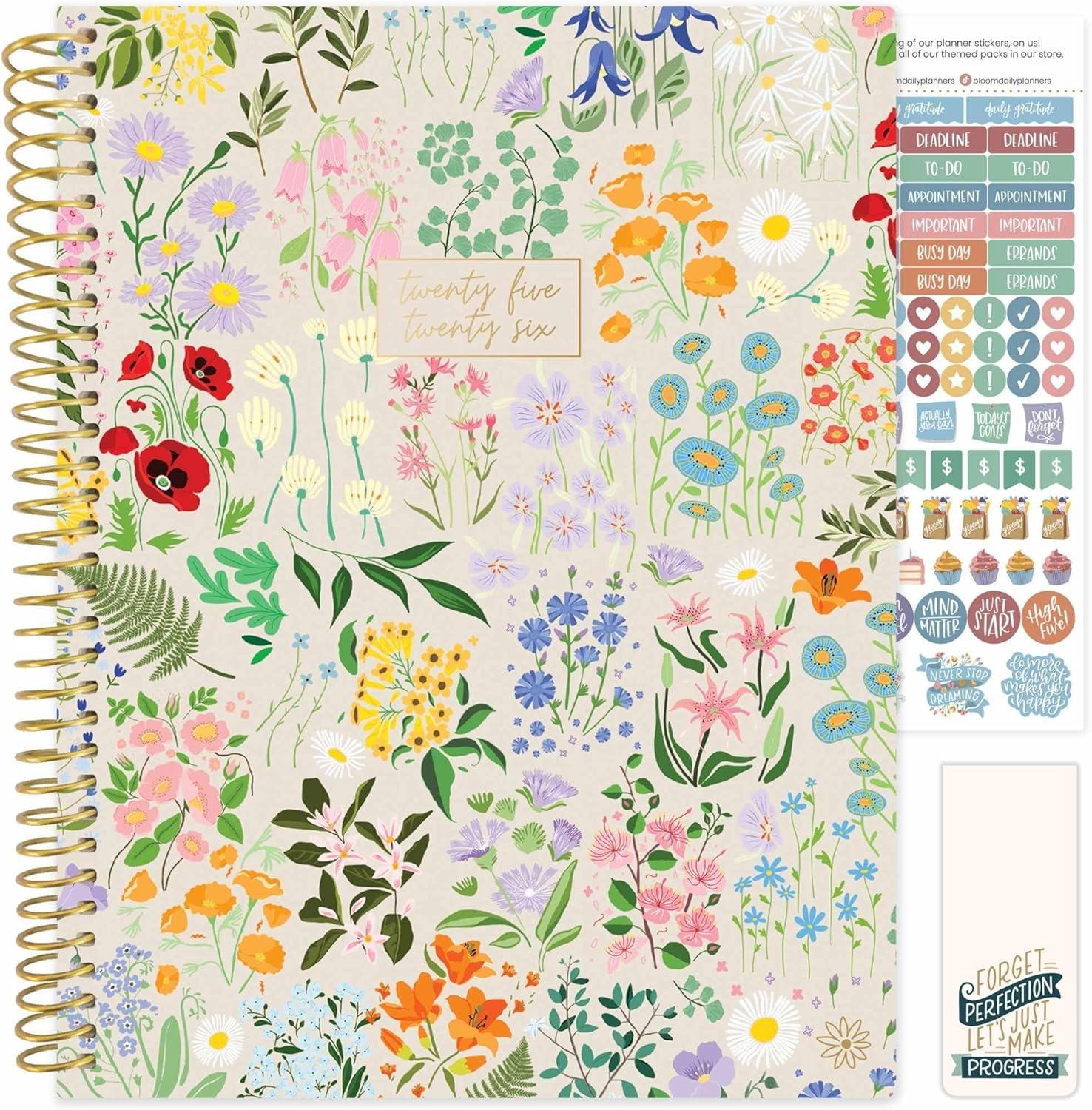 image:imagebloom daily planners 20252026 85 x 11 Academic Year Day Planner July 2025 July 2026 Weekly amp Monthly Dated Agenda Organizer with Stickers amp Tabs Garden Party BeigeGarden Party 202526