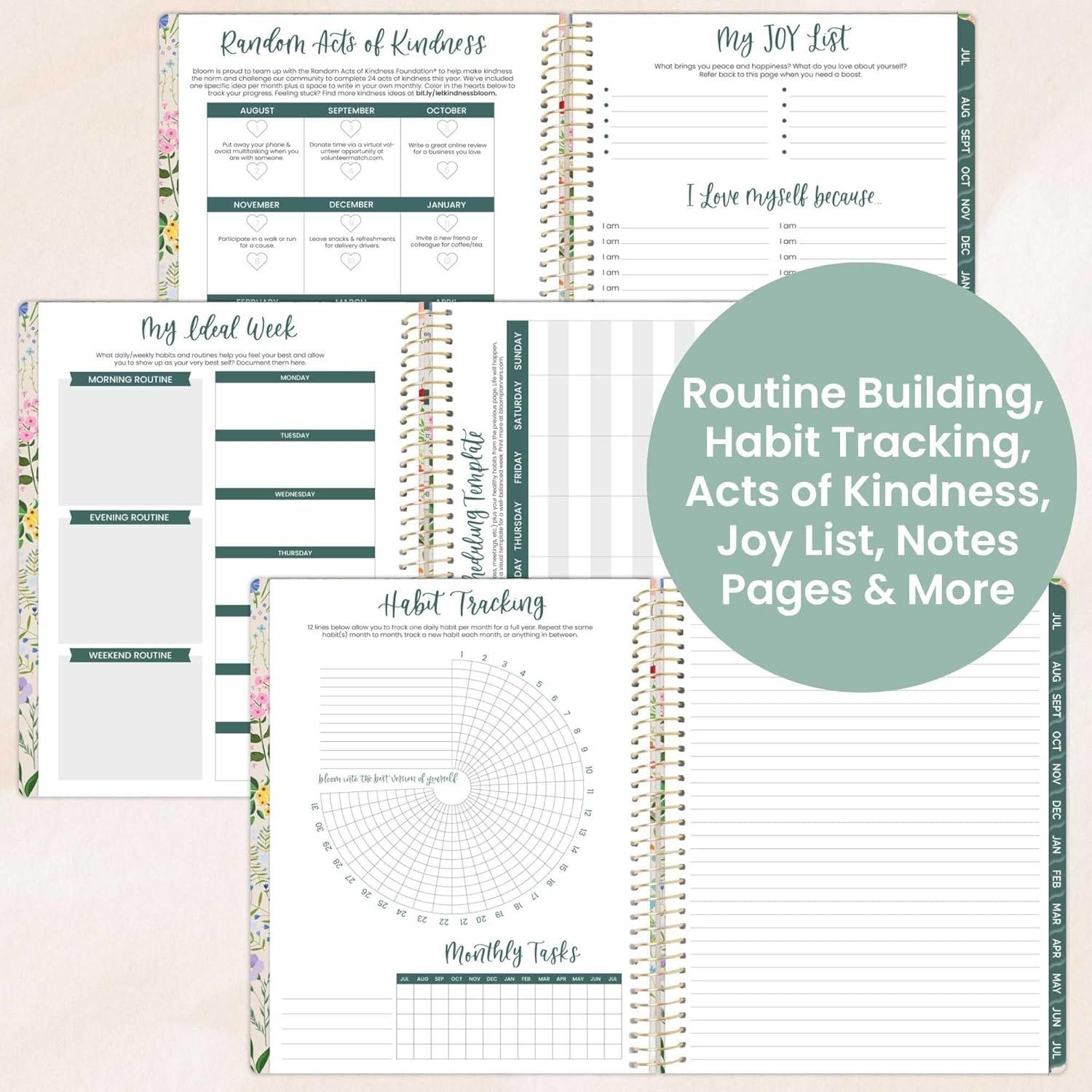 image:imagebloom daily planners 20252026 85 x 11 Academic Year Day Planner July 2025 July 2026 Weekly amp Monthly Dated Agenda Organizer with Stickers amp Tabs Garden Party BeigeGarden Party 202526