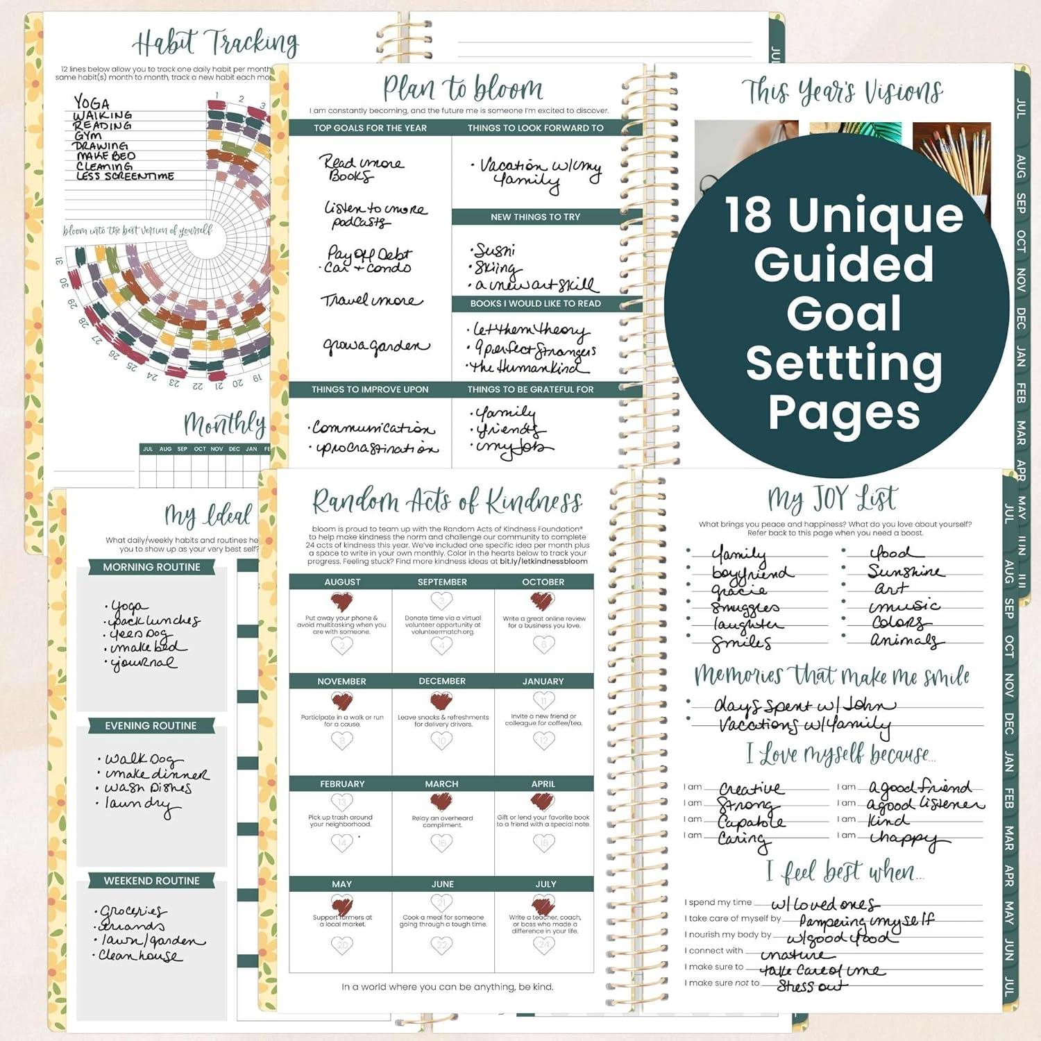 image:imagebloom daily planners 20252026 85 x 11 Academic Year Day Planner July 2025 July 2026 Weekly amp Monthly Dated Agenda Organizer with Stickers amp Tabs Garden Party BeigeButter Yellow Daisies 202627