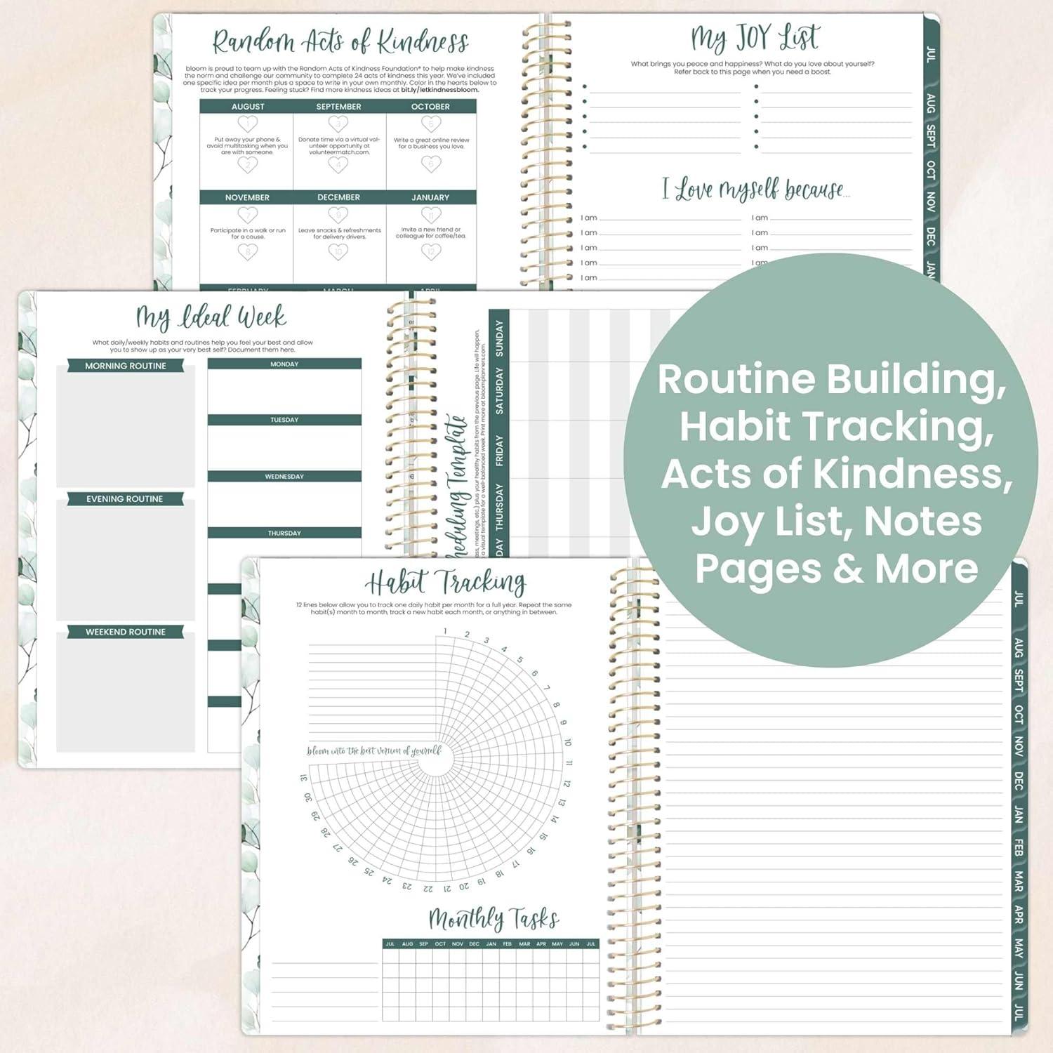 image:imagebloom daily planners 20252026 85 x 11 Academic Year Day Planner July 2025 July 2026 Weekly amp Monthly Dated Agenda Organizer with Stickers amp Tabs Boho GreeneryBoho Greenery 202526