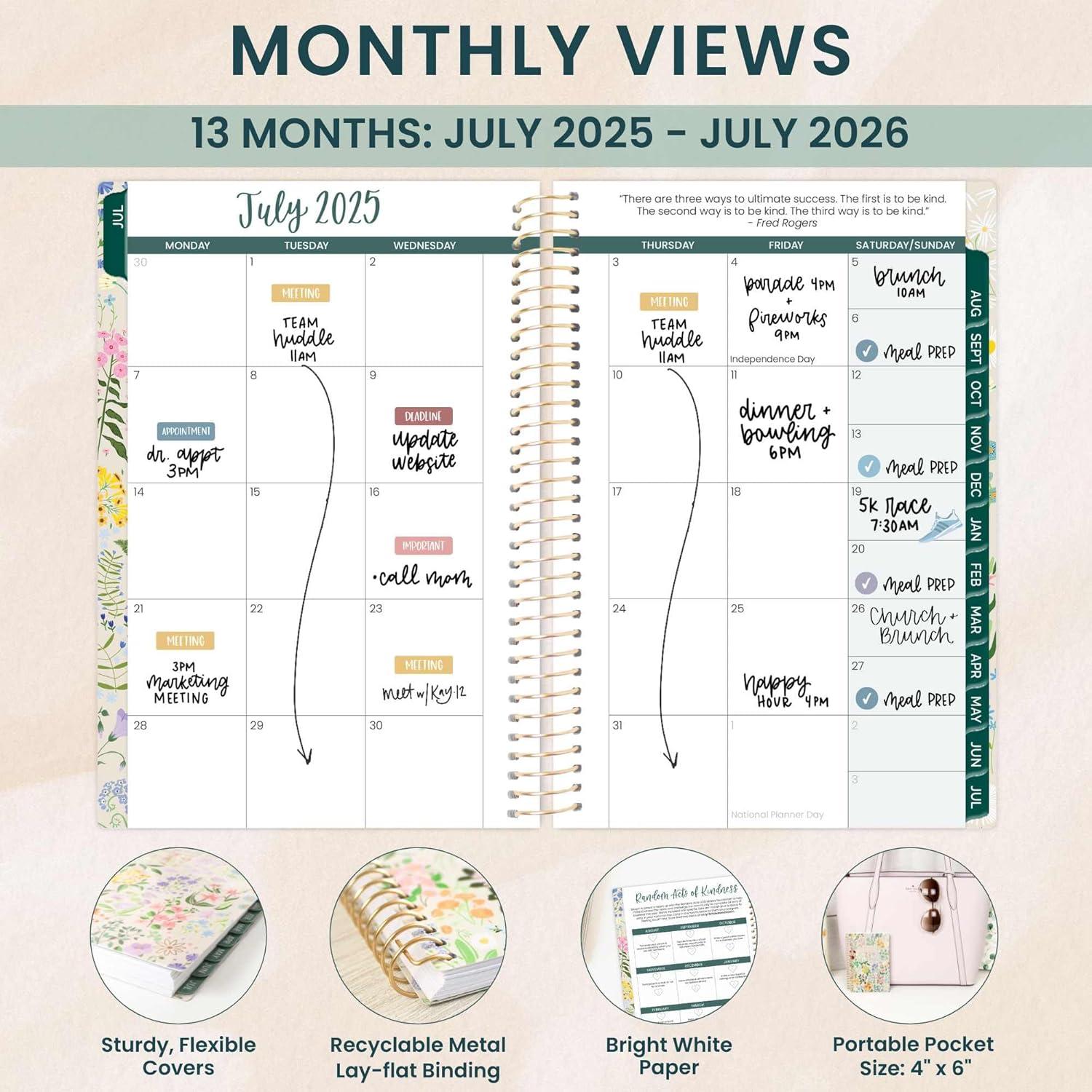 image:imagebloom daily planners 20252026 85 x 11 Academic Year Day Planner July 2025 July 2026 Weekly amp Monthly Dated Agenda Organizer with Stickers amp Tabs Garden Party BeigeGarden Party 202526