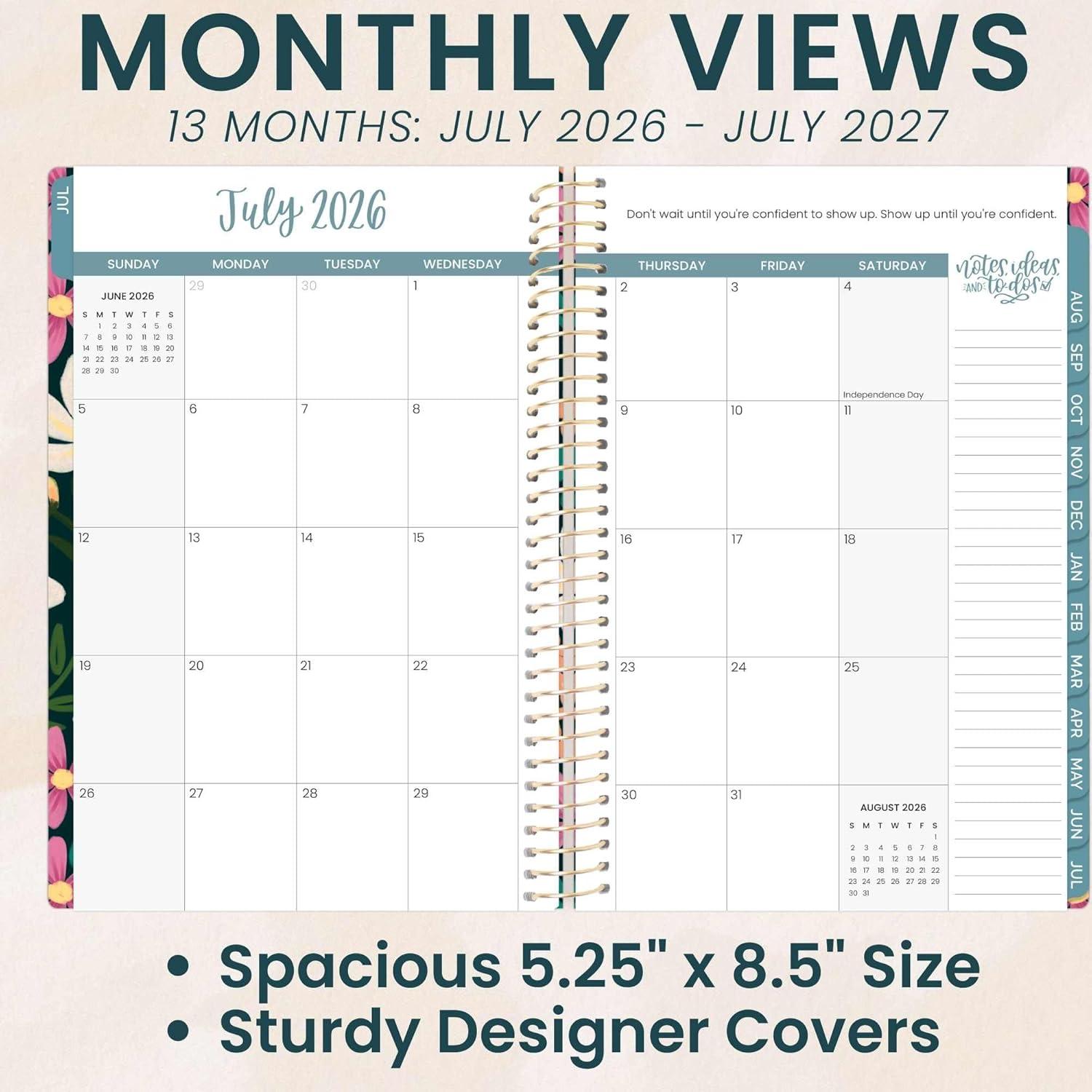 image:imagebloom daily planners 20252026 85 x 11 Academic Year Day Planner July 2025 July 2026 Weekly amp Monthly Dated Agenda Organizer with Stickers amp Tabs Garden Party BeigeBlooming Wildly 202627