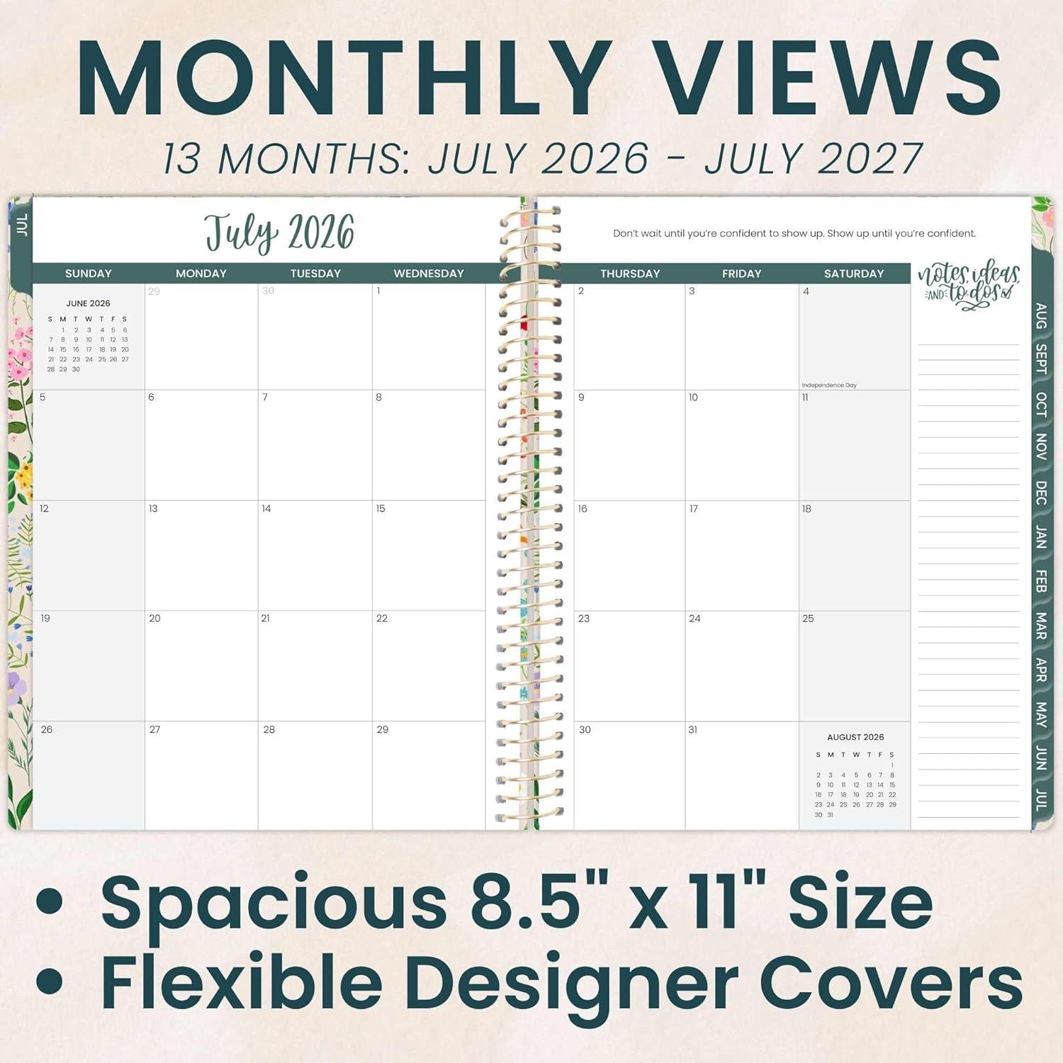 image:imagebloom daily planners 20252026 85 x 11 Academic Year Day Planner July 2025 July 2026 Weekly amp Monthly Dated Agenda Organizer with Stickers amp Tabs Garden Party BeigeGarden Party 202627
