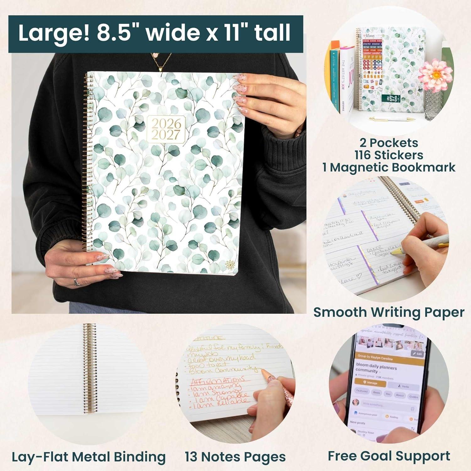 image:imagebloom daily planners 20252026 85 x 11 Academic Year Day Planner July 2025 July 2026 Weekly amp Monthly Dated Agenda Organizer with Stickers amp Tabs Boho GreeneryBoho Greenery 202627