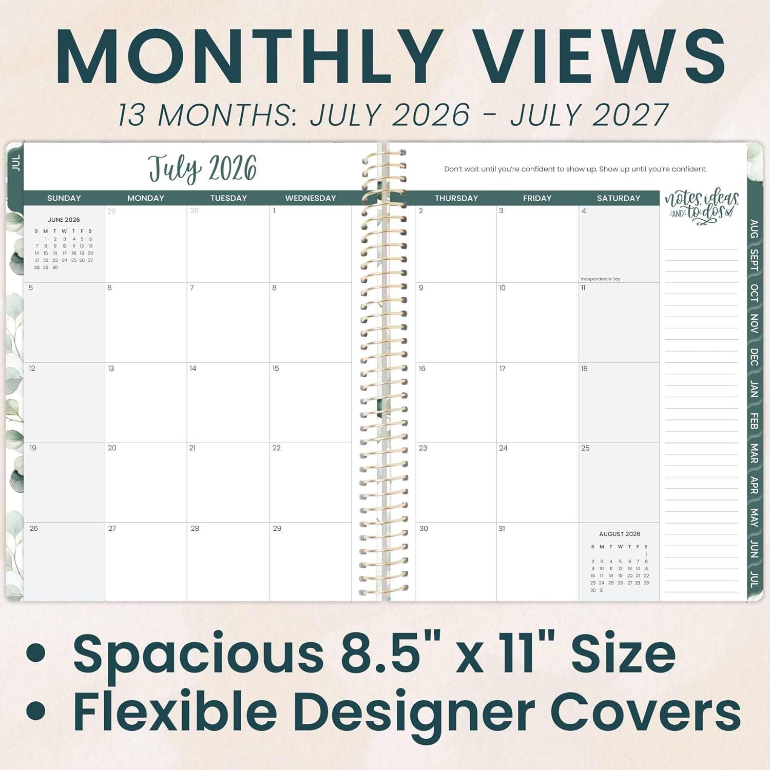 image:imagebloom daily planners 20252026 85 x 11 Academic Year Day Planner July 2025 July 2026 Weekly amp Monthly Dated Agenda Organizer with Stickers amp Tabs Boho GreeneryBoho Greenery 202627