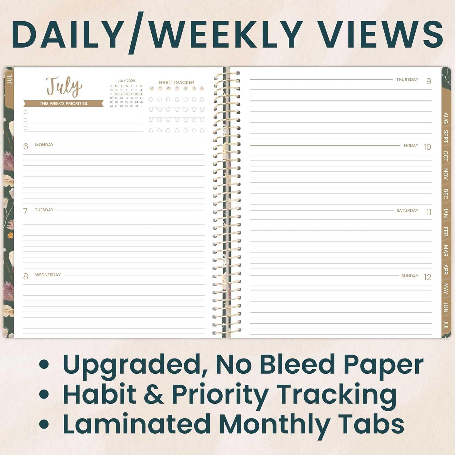 image:imagebloom daily planners 20252026 85 x 11 Academic Year Day Planner July 2025 July 2026 Weekly amp Monthly Dated Agenda Organizer with Stickers amp Tabs Garden Party BeigeButterfly Garden 202627
