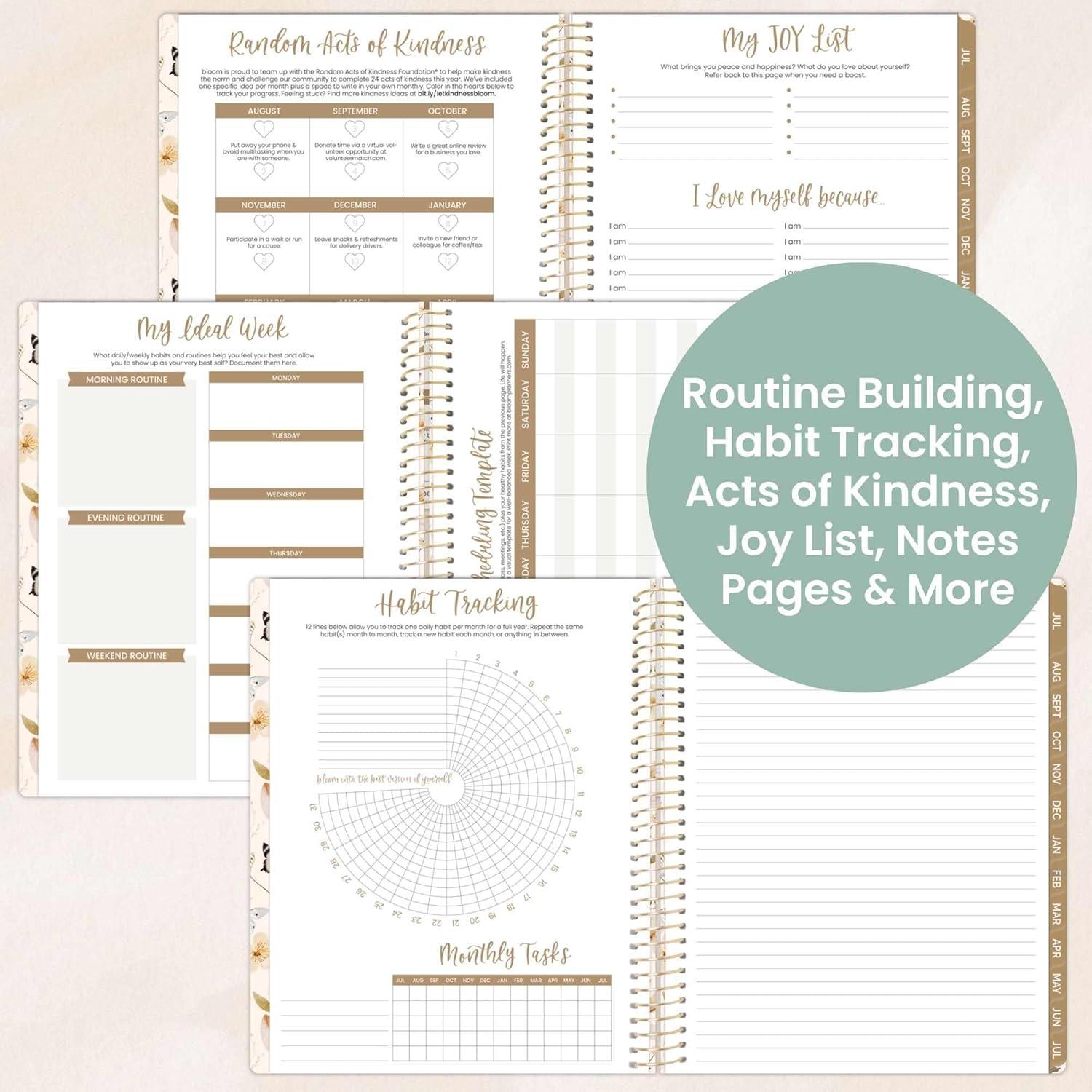 image:imagebloom daily planners 20252026 85 x 11 Academic Year Day Planner July 2025 July 2026 Weekly amp Monthly Dated Agenda Organizer with Stickers amp Tabs Butterfly Garden