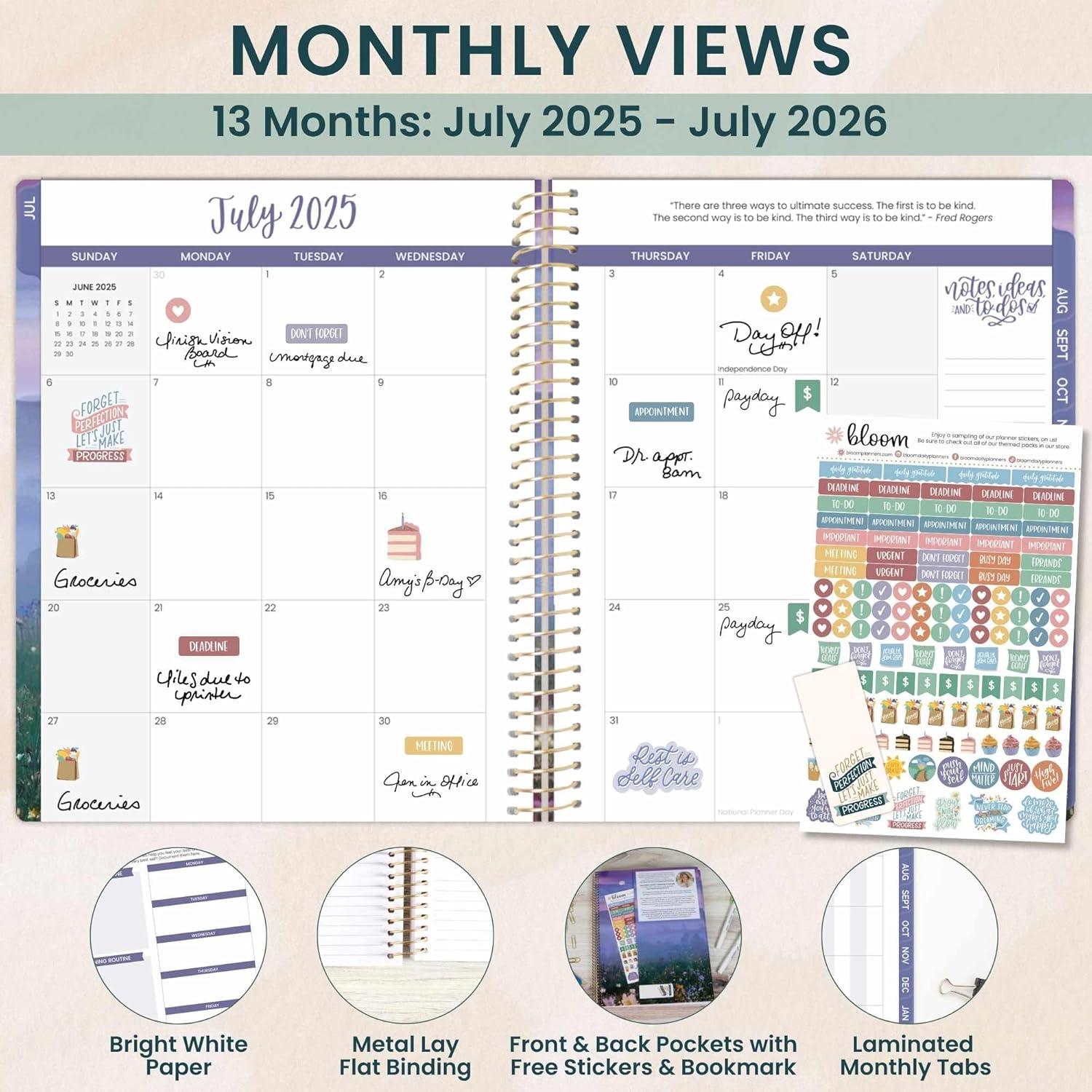 image:imagebloom daily planners 20252026 85 x 11 Academic Year Day Planner July 2025 July 2026 Weekly amp Monthly Dated Agenda Organizer with Stickers amp Tabs Mystical Mountains