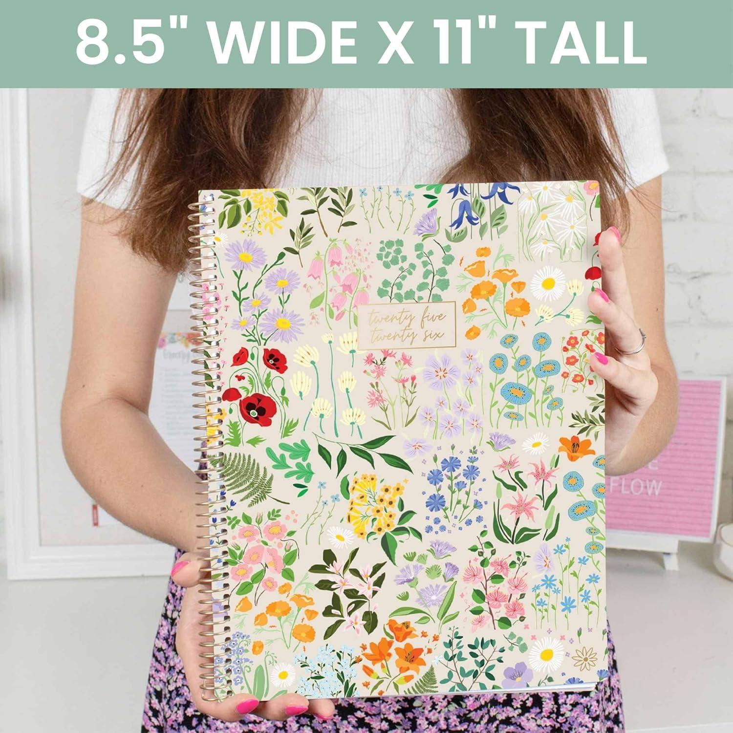 image:imagebloom daily planners 20252026 85 x 11 Academic Year Day Planner July 2025 July 2026 Weekly amp Monthly Dated Agenda Organizer with Stickers amp Tabs Garden Party BeigeGarden Party 202526