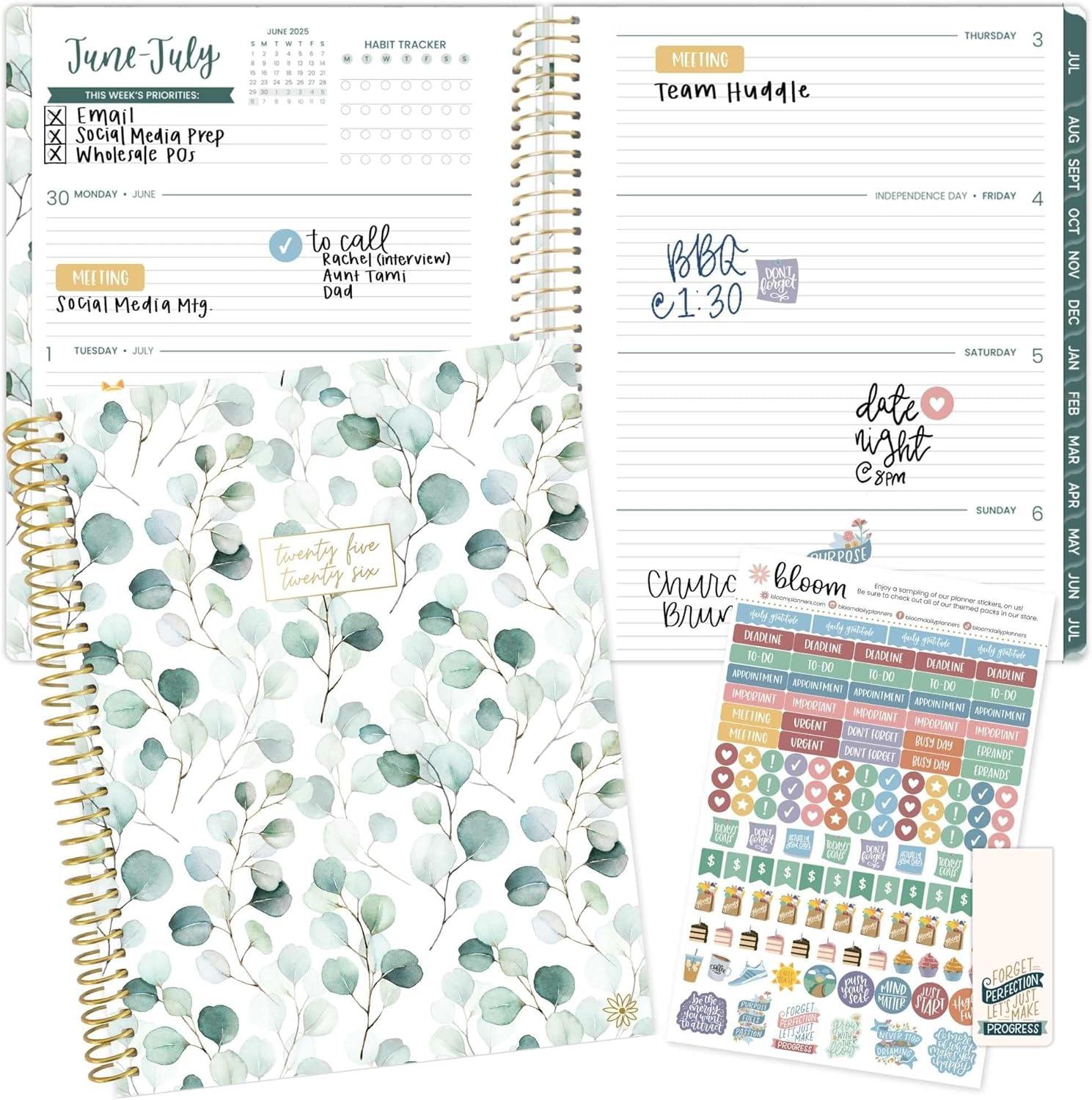 image:imagebloom daily planners 20252026 85 x 11 Academic Year Day Planner July 2025 July 2026 Weekly amp Monthly Dated Agenda Organizer with Stickers amp Tabs Boho GreeneryBoho Greenery 202526