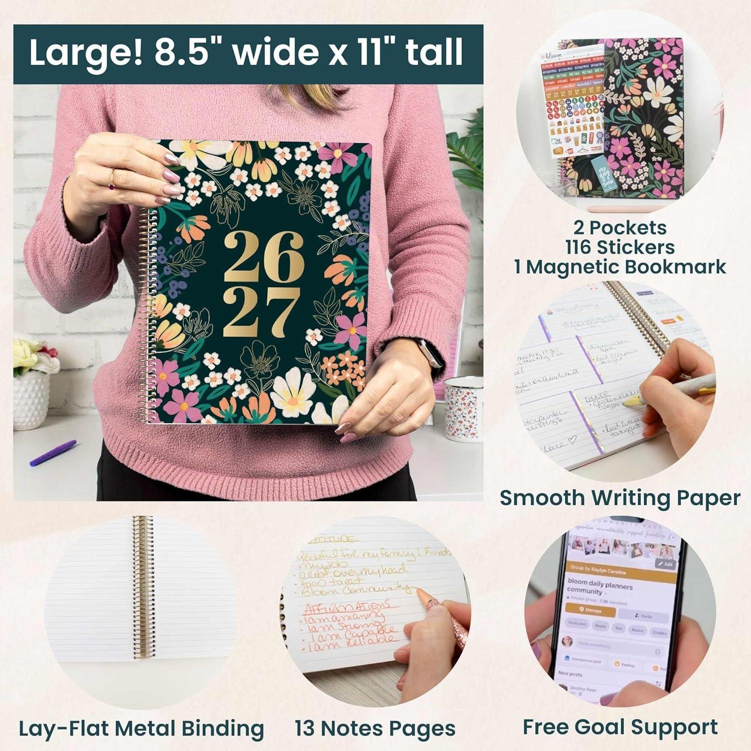 image:imagebloom daily planners 20252026 85 x 11 Academic Year Day Planner July 2025 July 2026 Weekly amp Monthly Dated Agenda Organizer with Stickers amp Tabs Garden Party BeigeBlooming Wildly 202627