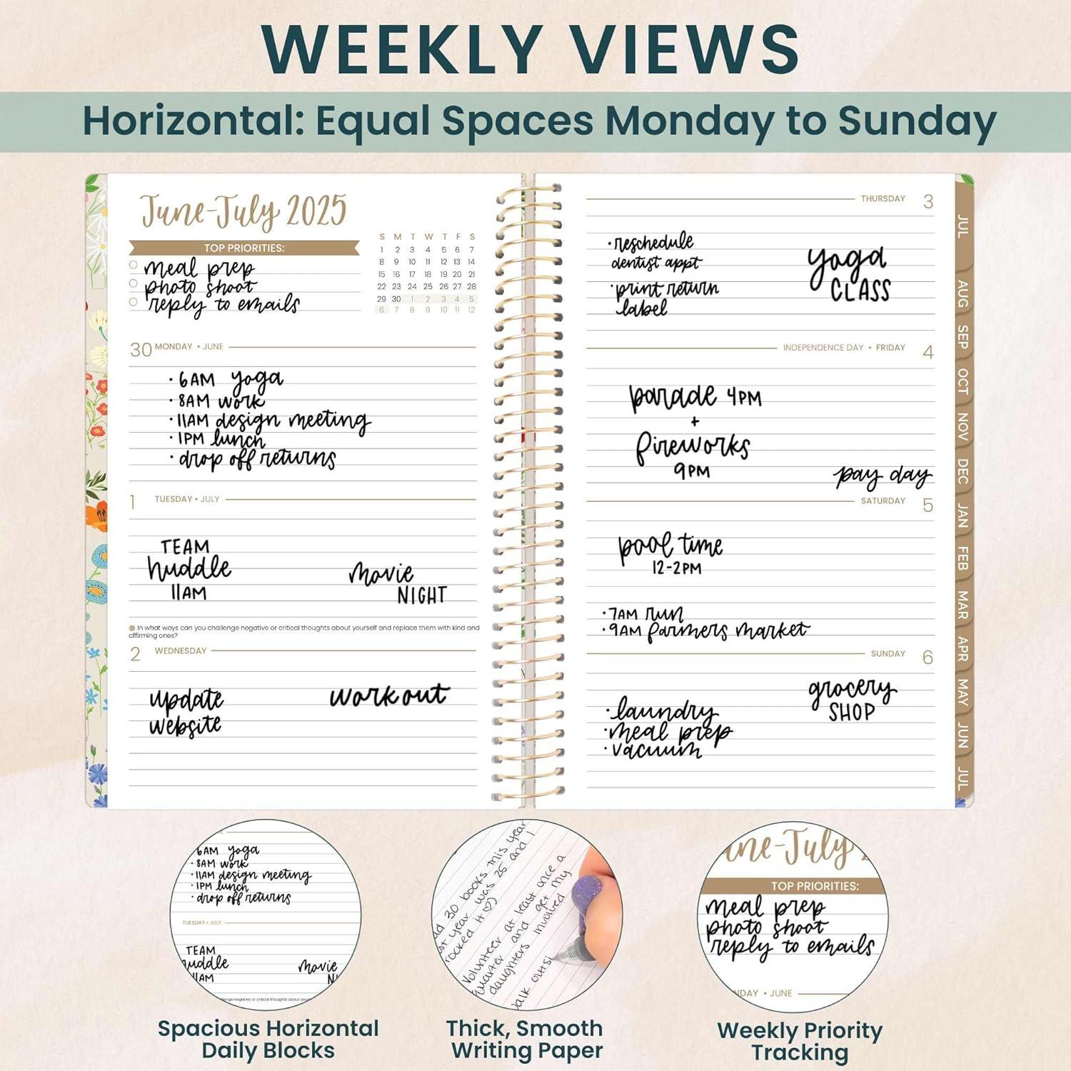 image:imagebloom daily planners 20252026 85 x 11 Academic Year Day Planner July 2025 July 2026 Weekly amp Monthly Dated Agenda Organizer with Stickers amp Tabs Garden Party BeigeGarden Party 202526