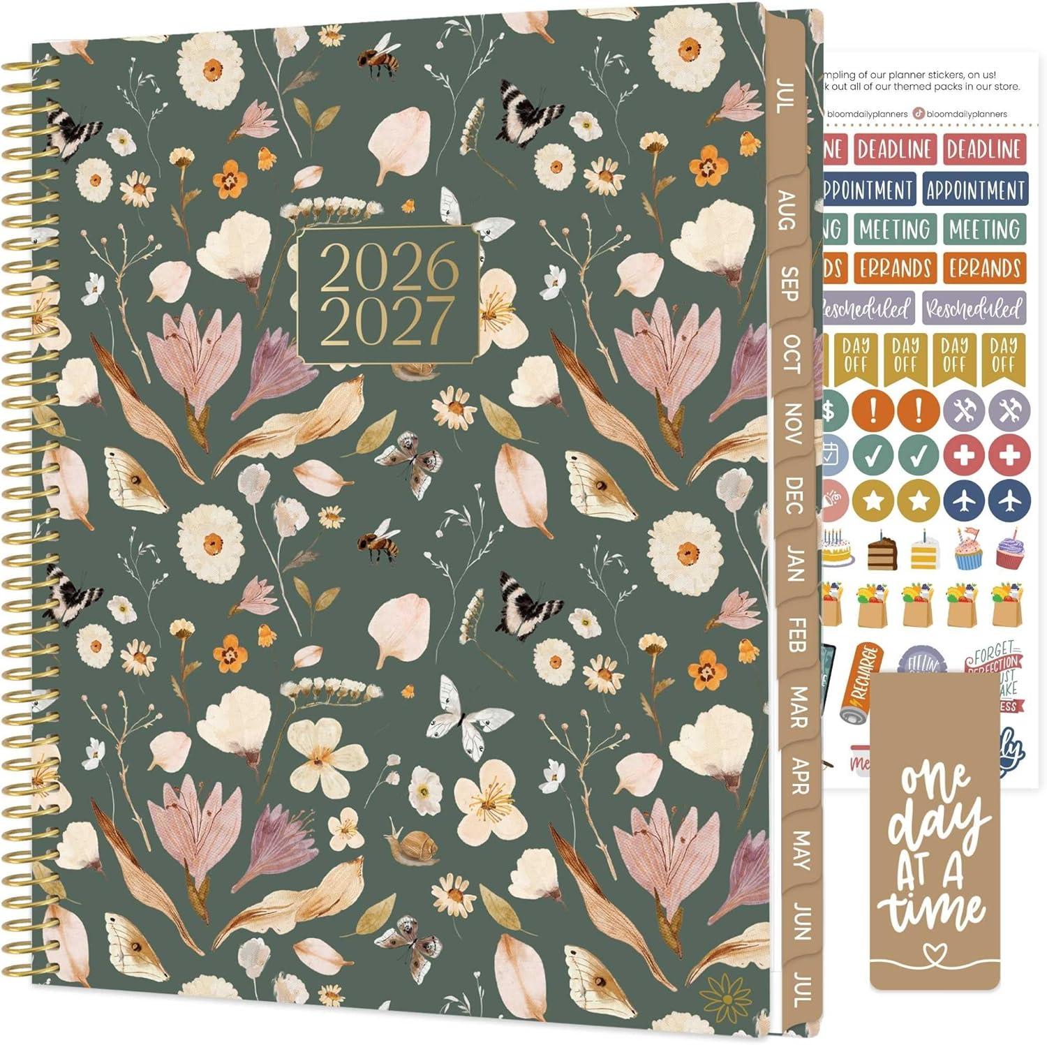 image:imagebloom daily planners 20252026 85 x 11 Academic Year Day Planner July 2025 July 2026 Weekly amp Monthly Dated Agenda Organizer with Stickers amp Tabs Garden Party BeigeButterfly Garden 202627