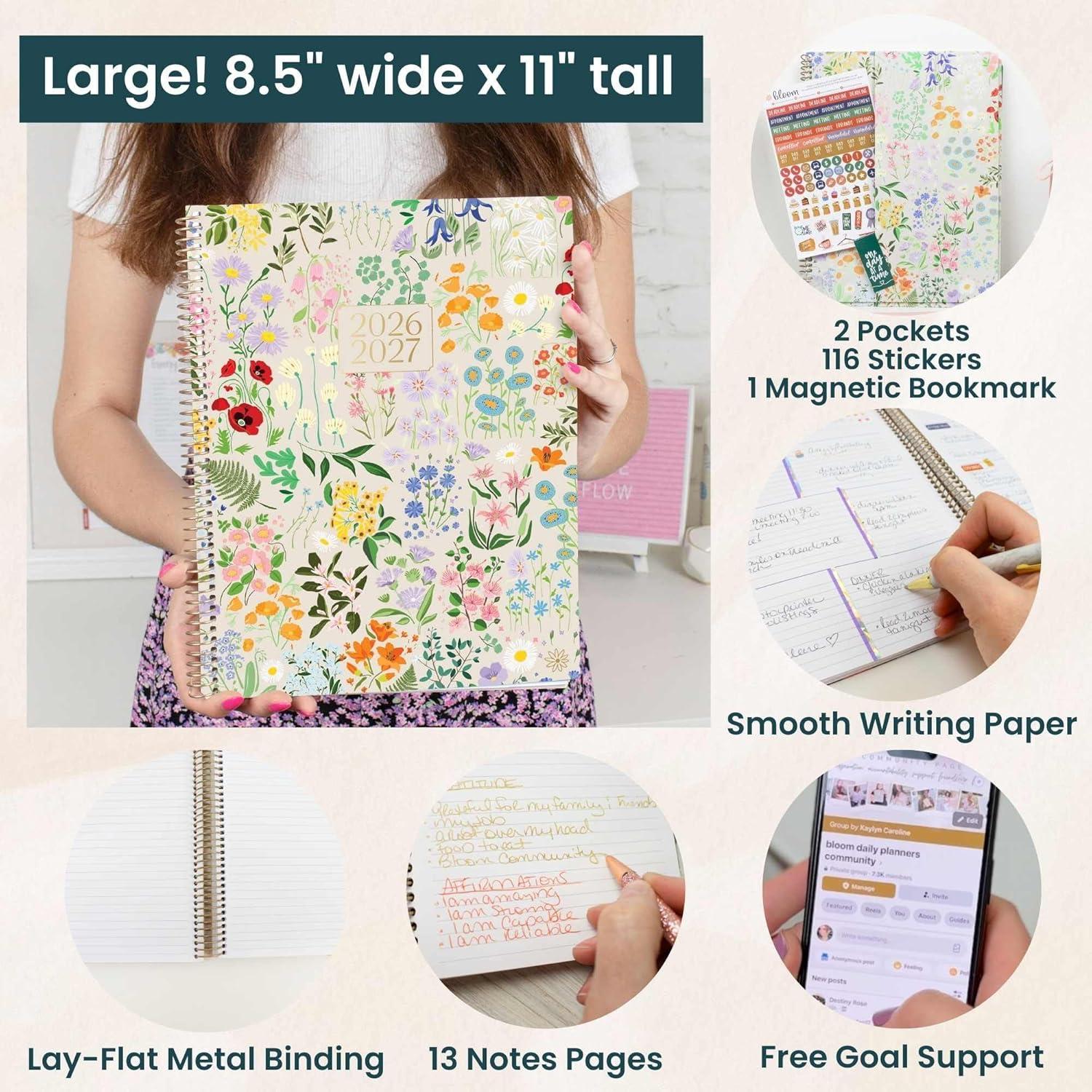 image:imagebloom daily planners 20252026 85 x 11 Academic Year Day Planner July 2025 July 2026 Weekly amp Monthly Dated Agenda Organizer with Stickers amp Tabs Garden Party BeigeGarden Party 202627