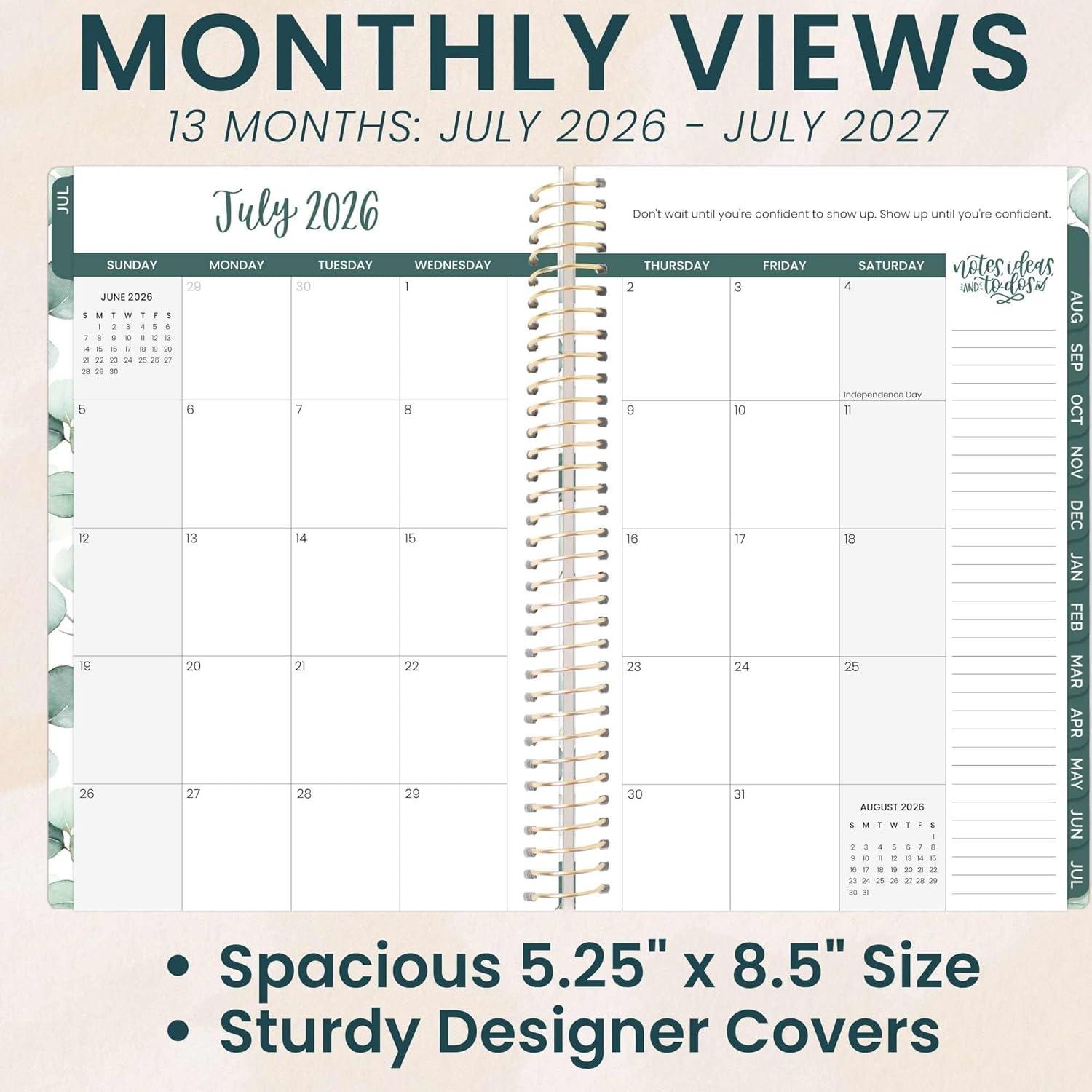 image:imagebloom daily planners 20252026 85 x 11 Academic Year Day Planner July 2025 July 2026 Weekly amp Monthly Dated Agenda Organizer with Stickers amp Tabs Boho GreeneryBoho Greenery 202627